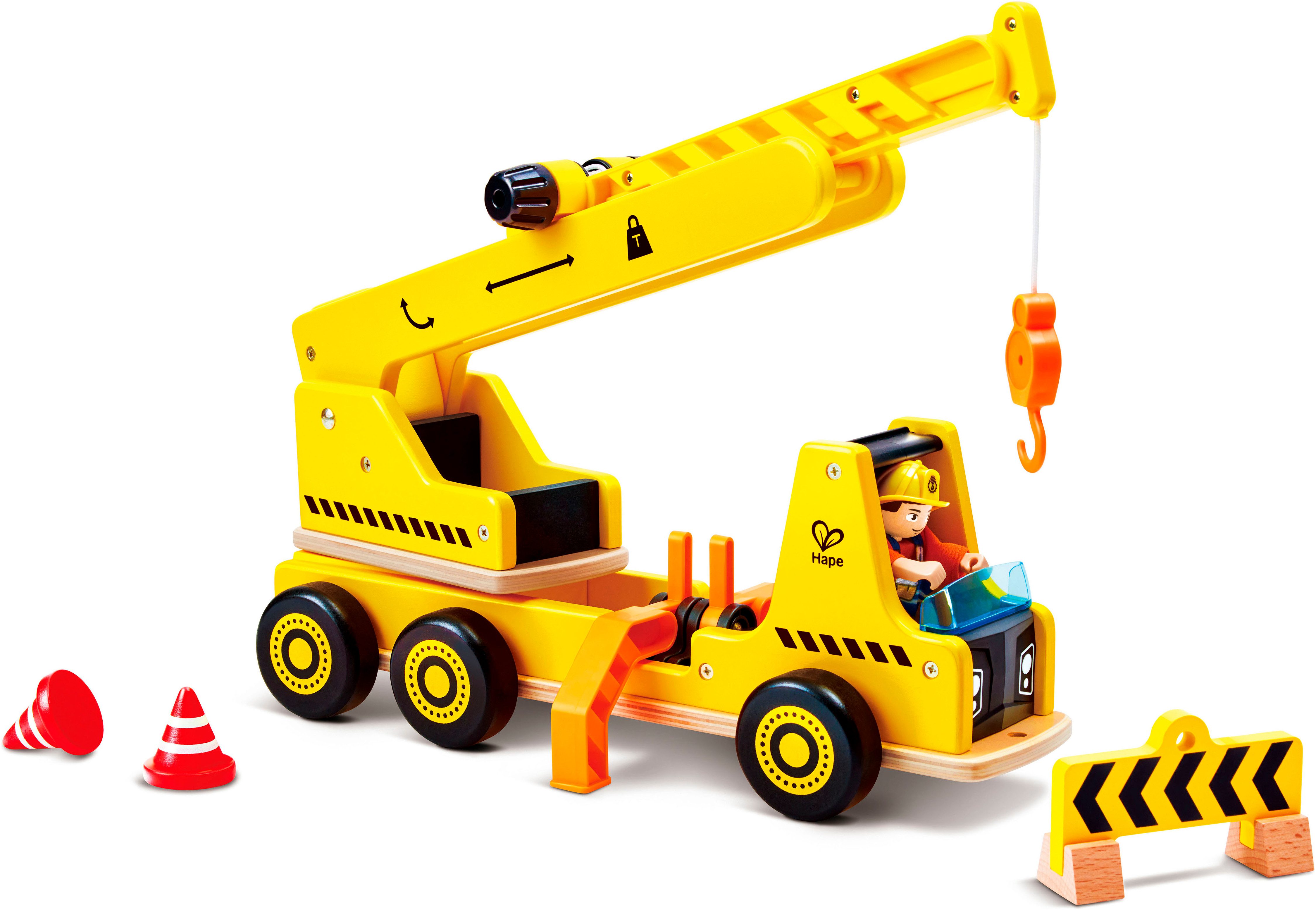 Hape Spielzeug-Kran Mobiles Kran- & Baustellenset