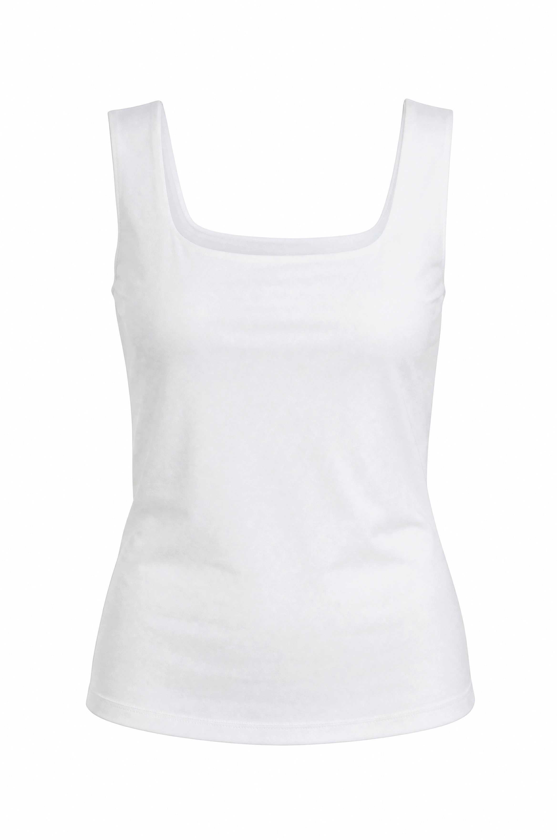NADINE H Shirttop U-Ausschnitt Sommer Top im elegantem Weiß mit feinem Satinlook Premium