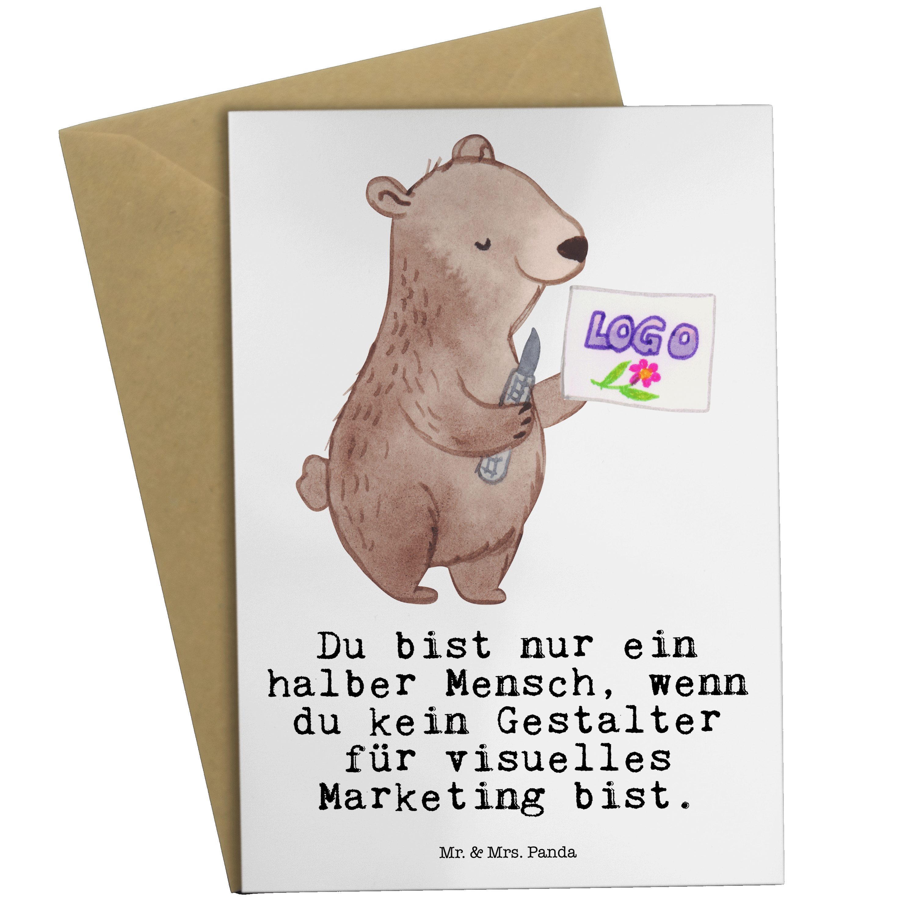Marketing Mr. Gestalter Mrs. Weiß Herz Danke für & - Panda Grußkarte visuelles Geschenk, mit -