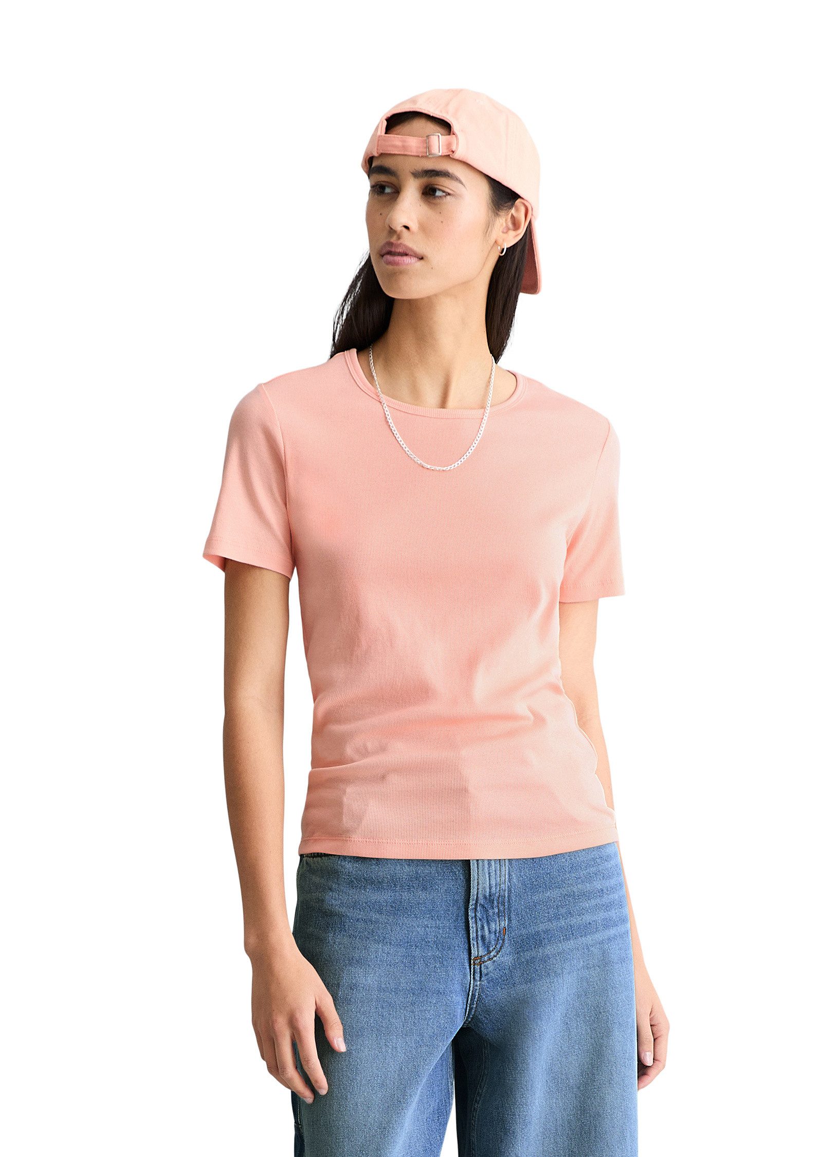 Marc O'Polo DENIM T-Shirt aus weichem Rippjersey