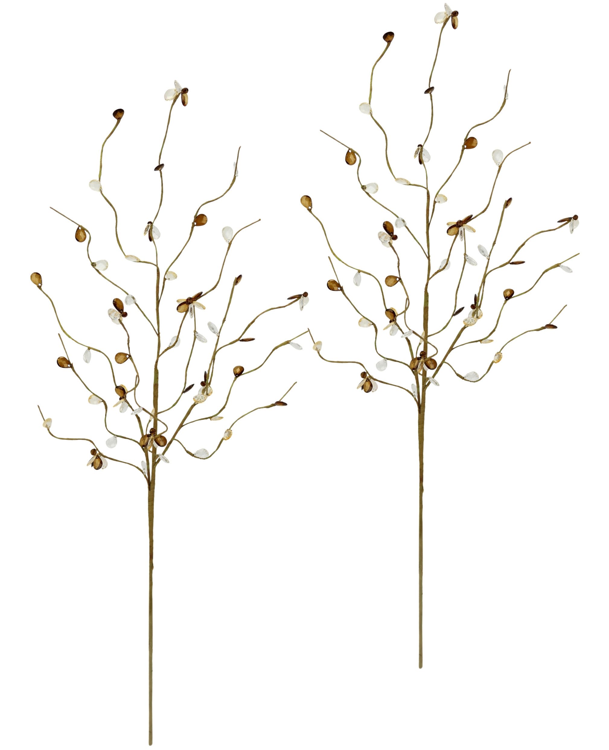 Kunstzweig Dekozweig, I.GE.A., Höhe 70 cm, 2er Set 70cm Acryl Steine Blätter Adventskranz Floristik Deko Zweig