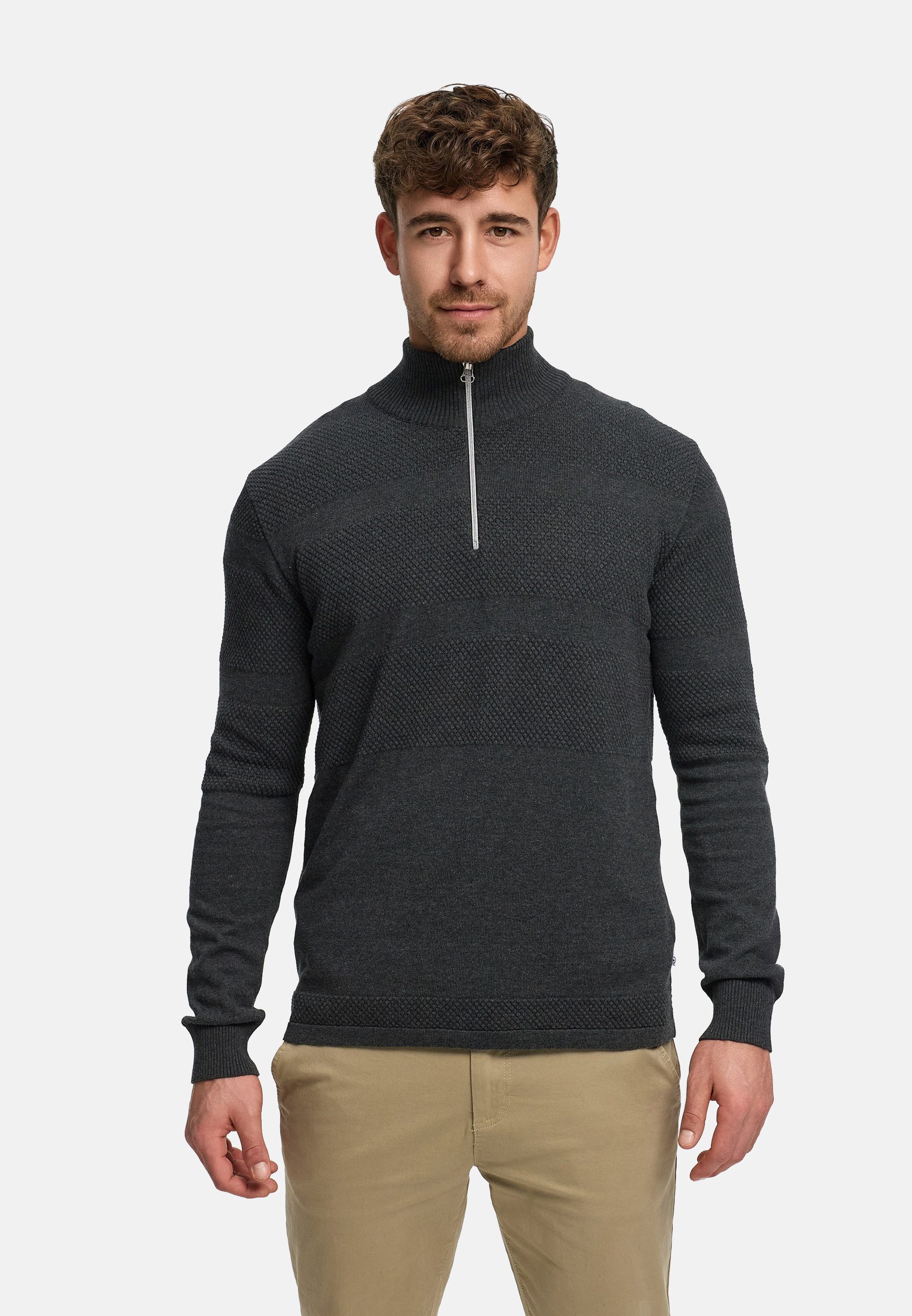 Kronstadt Strickpullover Herren KSHannes Half-Zip Pullover Herrenpullover aus hochwertigem Jaquard-Feinstrick