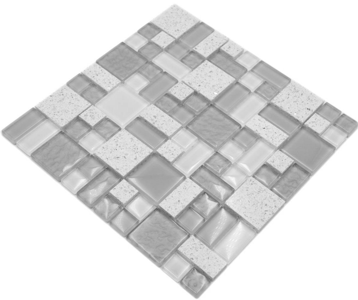 Mosaikfliesen / 10 Komposit weiß Glasmosaik Matten Mosaik glänzend Mosani