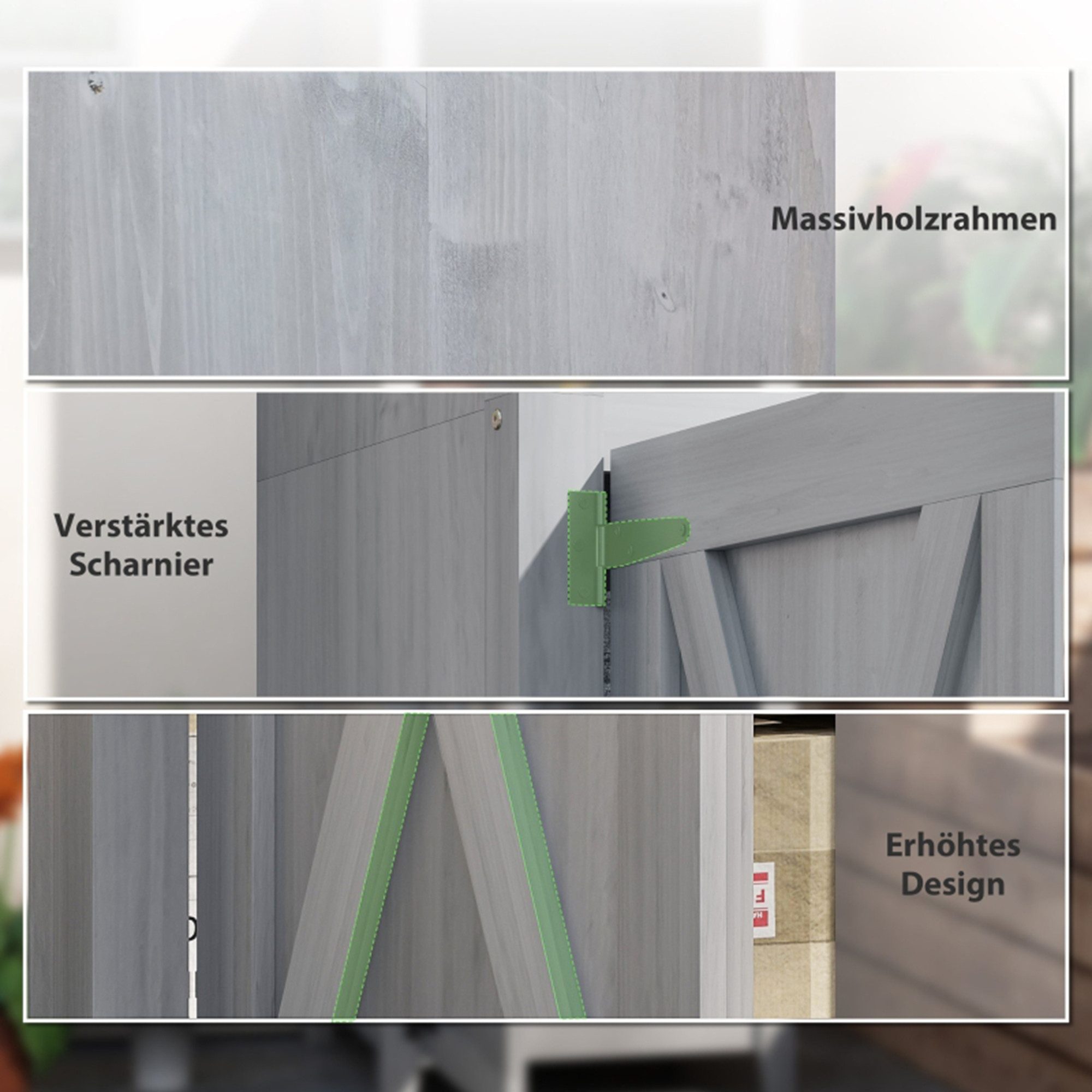 Thumbnail - MC Star Gerätehaus Gartenschrank Holz, Geräteschuppen wetterfest 60x60x160cm, mit Tür, höhenverstellbar Ablagen, Abschli...