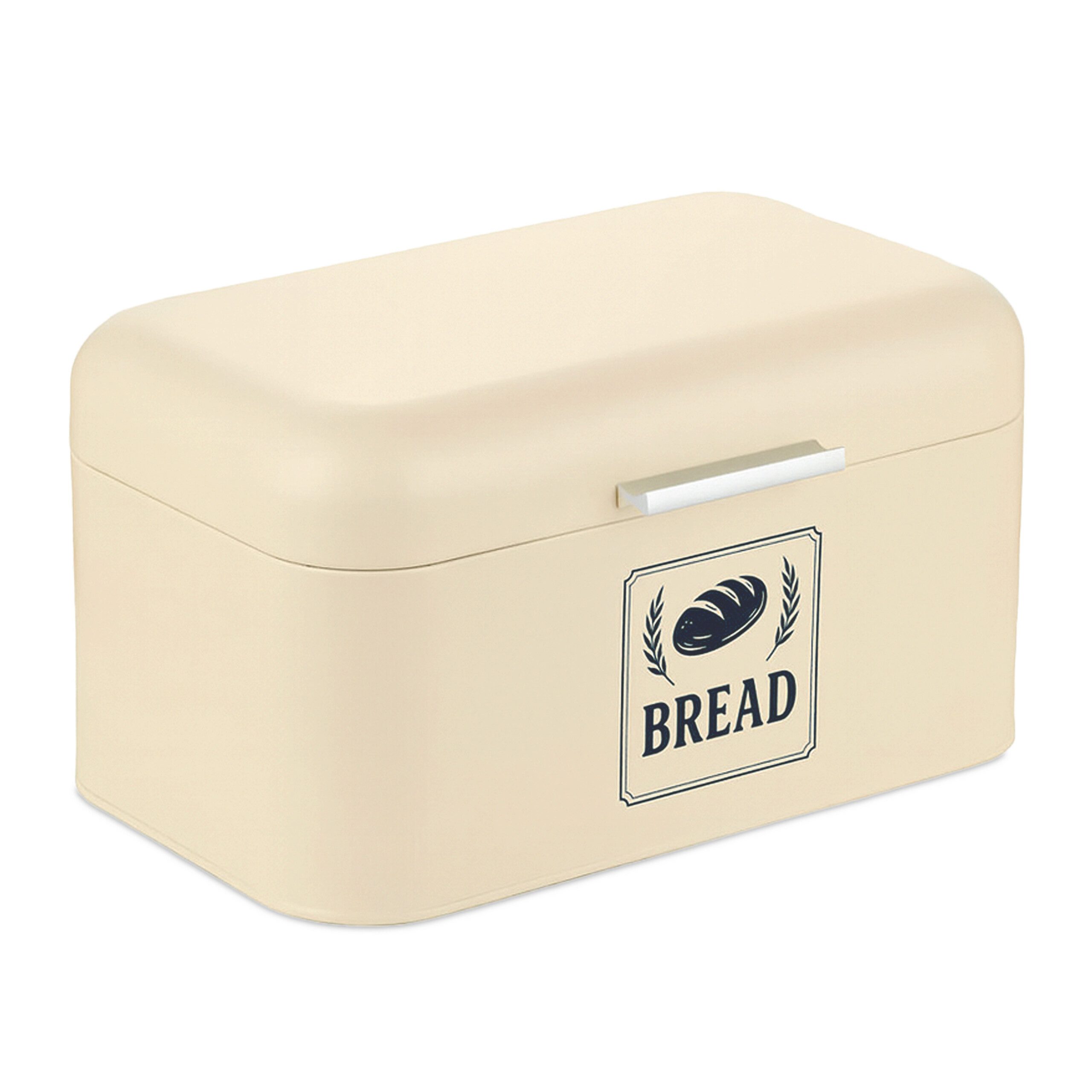 relaxdays Brotkasten Retro Brotkasten mit Deckel & Griff, Eisen, (1-tlg), Beige, L