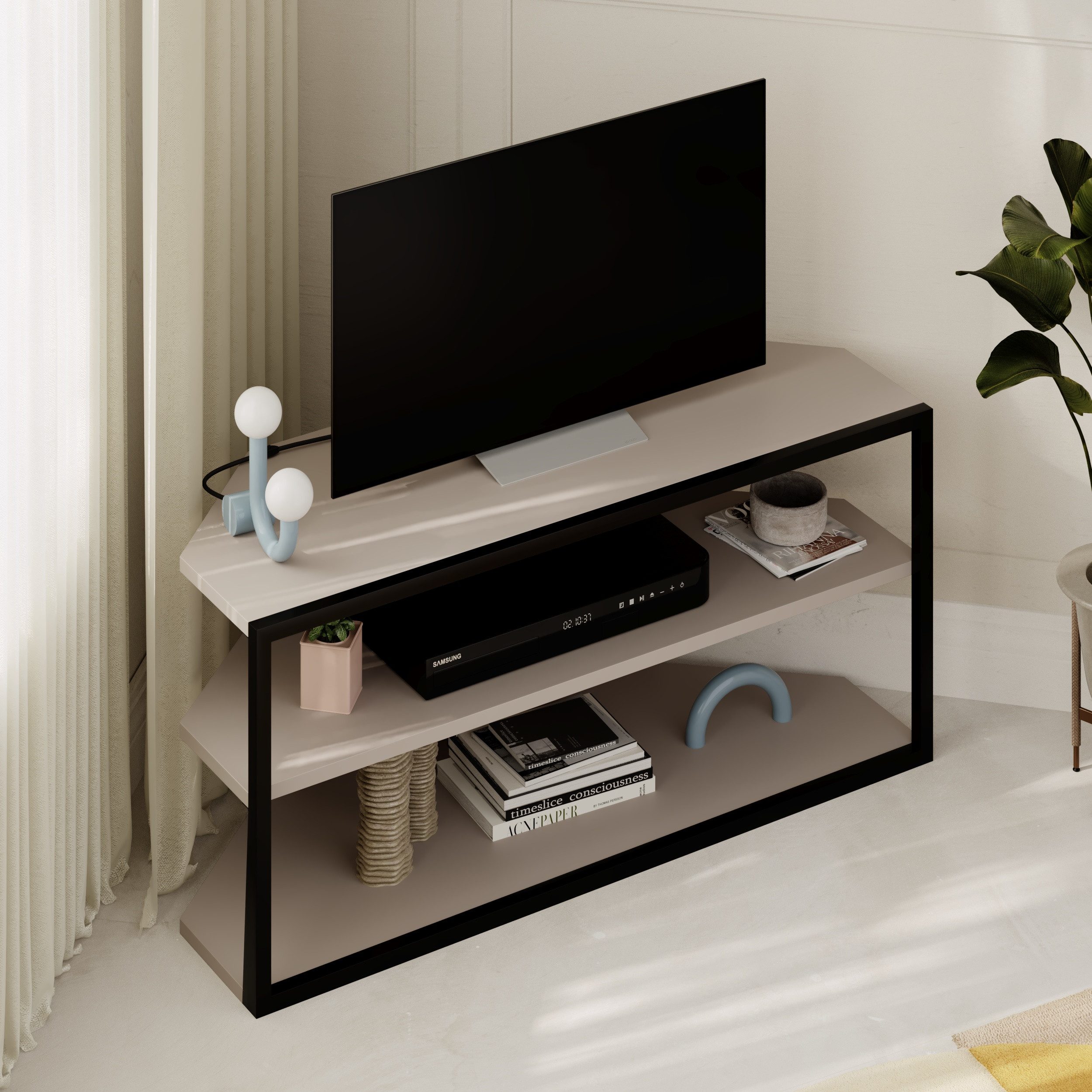 Decortie TV-Ständer ECHO, (bis 40 Zoll, Eck-Fernsehschrank 40 Zoll, 98 x 37 x 45 cm, Metallrahmen)