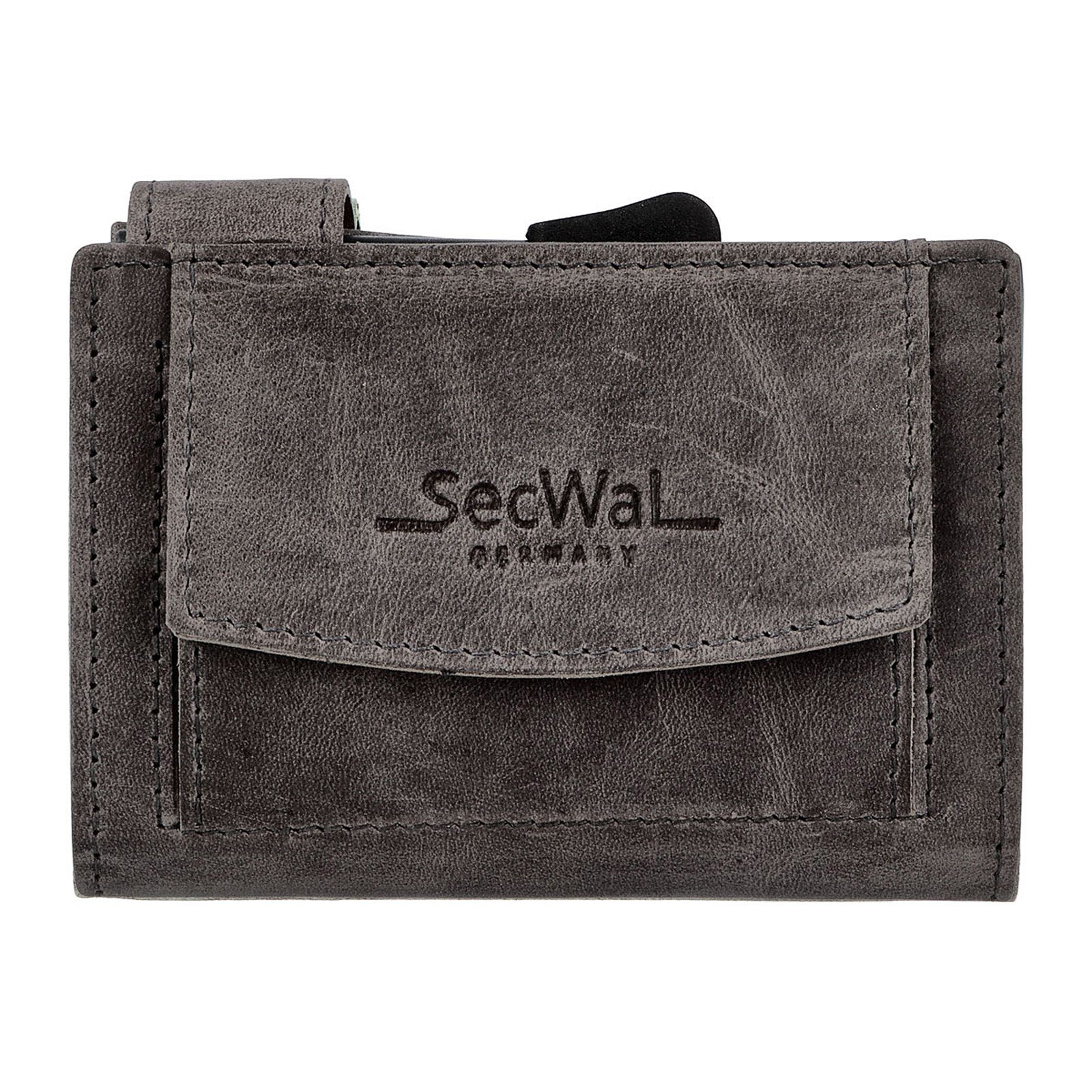 SecWal Geldbörse RFID Leder Schutz Geldbörse RFID mit Portemonnaie Hunter Münzfach Kartenetui Grau SW2XL