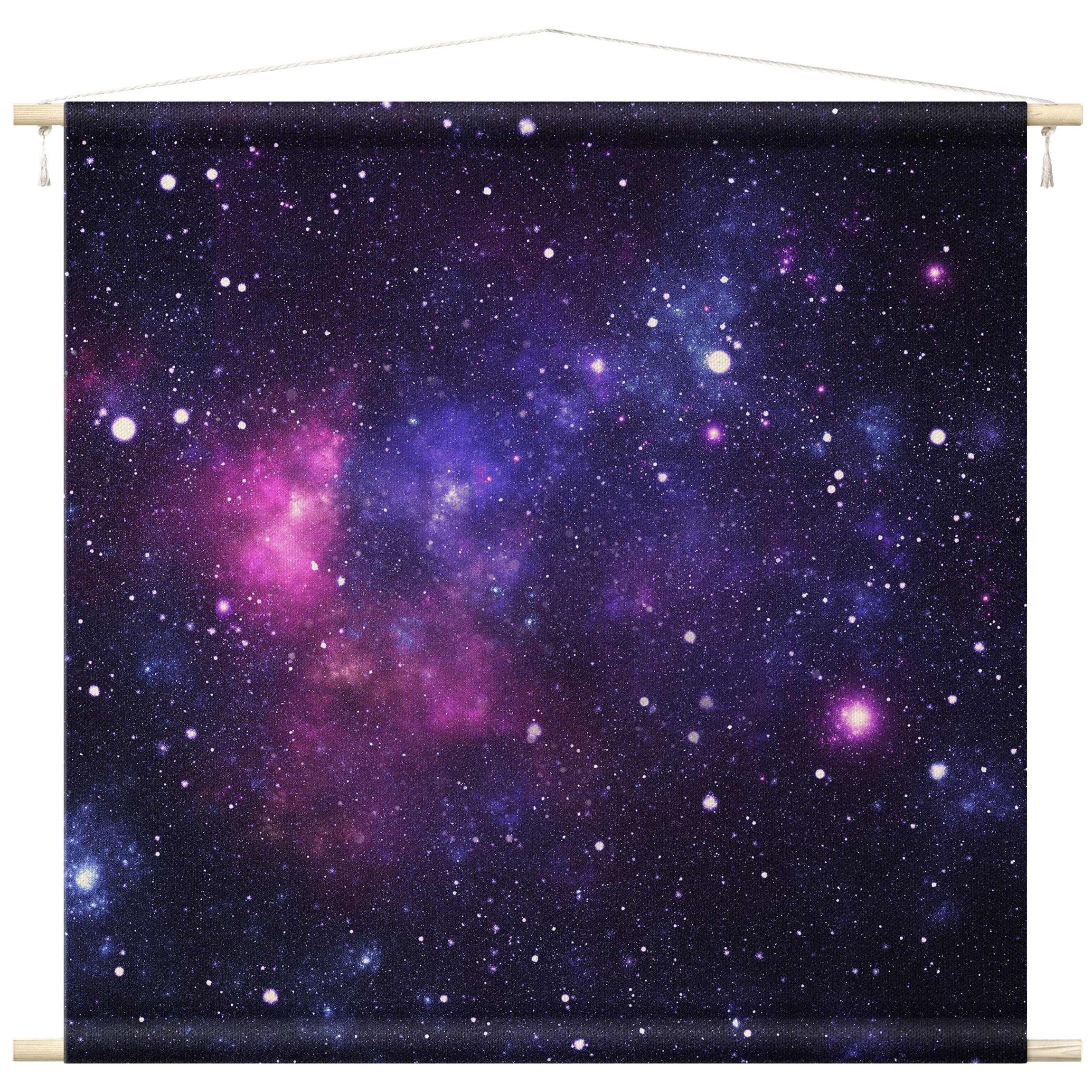 Bilderdepot24 Wandteppich modern Sterne violett, quadratisch, Höhe: 2.6 mm, großes Wandbild aus Natur-Baumwolle Wandbehang Stoffbild Tuch Wollseil