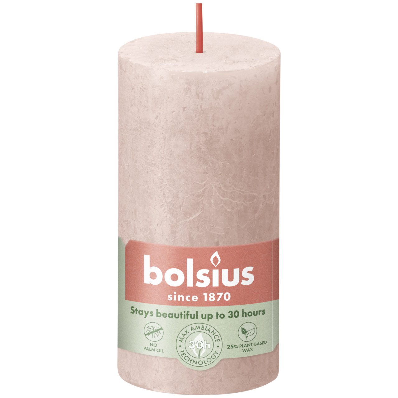 Bolsius Stumpenkerze Bolsius Rustik Stumpenkerze nebeliges Rosa, Höhe: