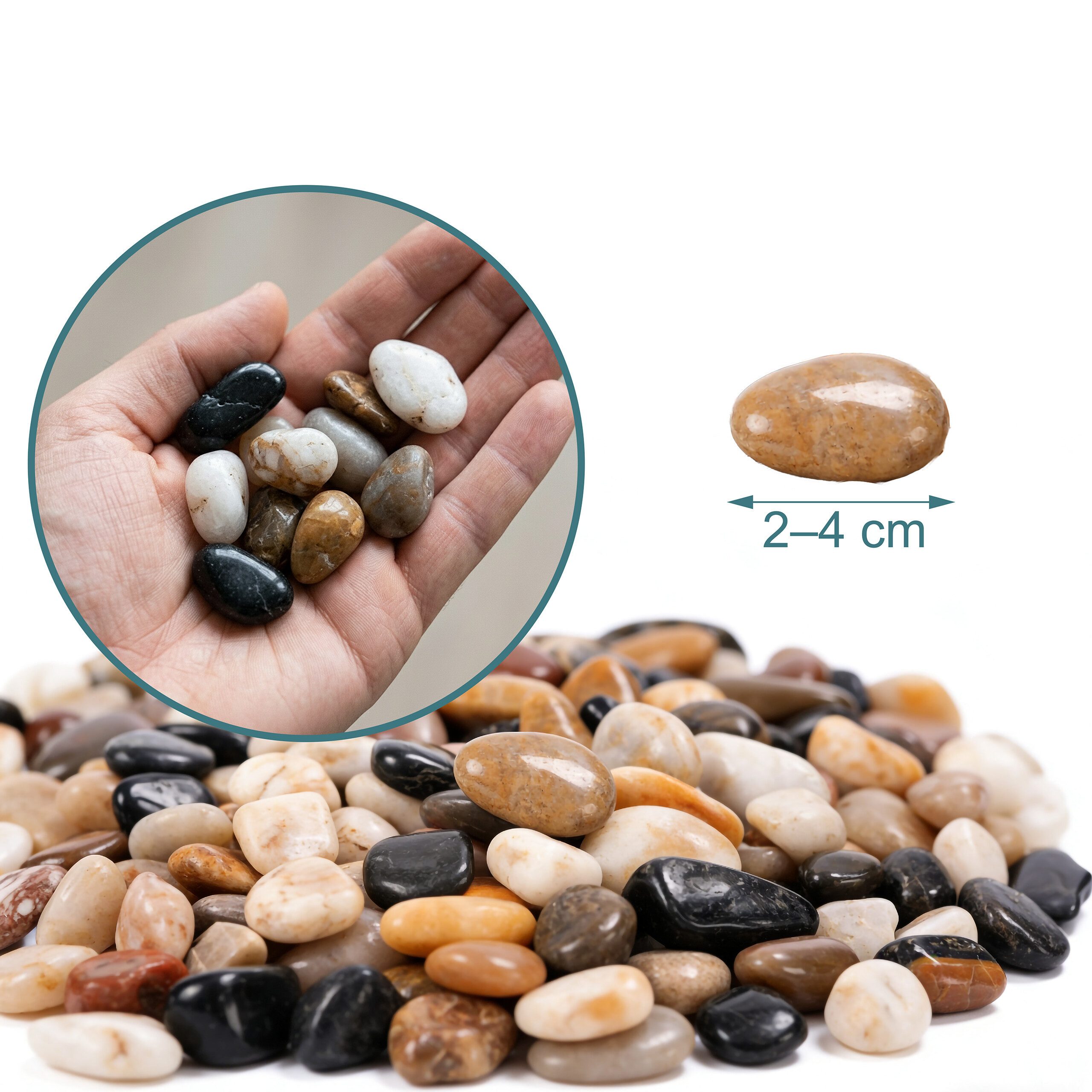 relaxdays Zierkies Bunte Flusskiesel Deko 2 kg, 2kg – Bild 4 von 5