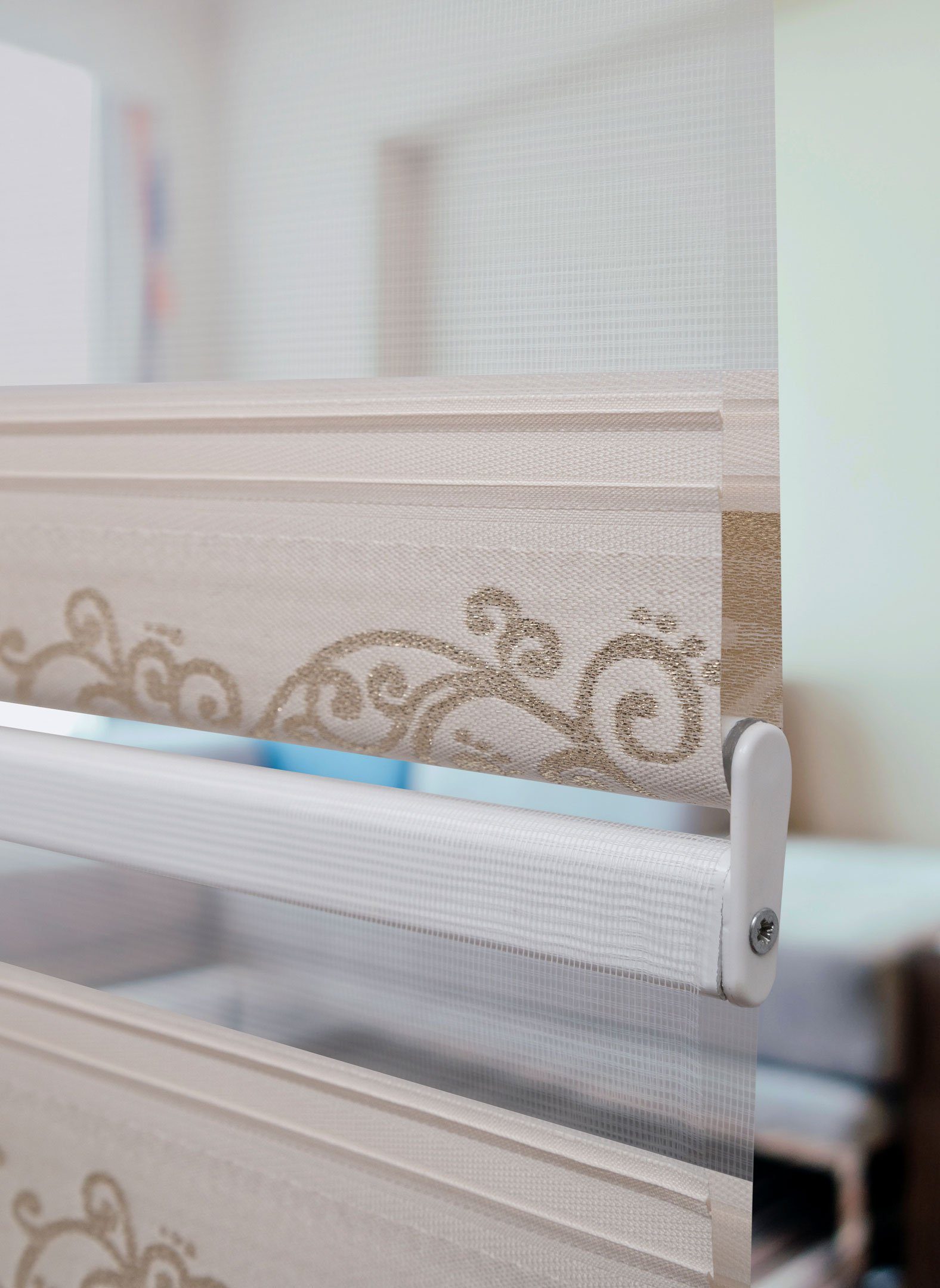 Doppelrollo Doppelrollo Duorollo Klemmfix ohne Bohren 1533 mit Perlen, Plisseeonline, blickdicht, Klemmfix Montage am Fensterrahmen, Freihängend, Klemmfix, Moti – Bild 5 von 5