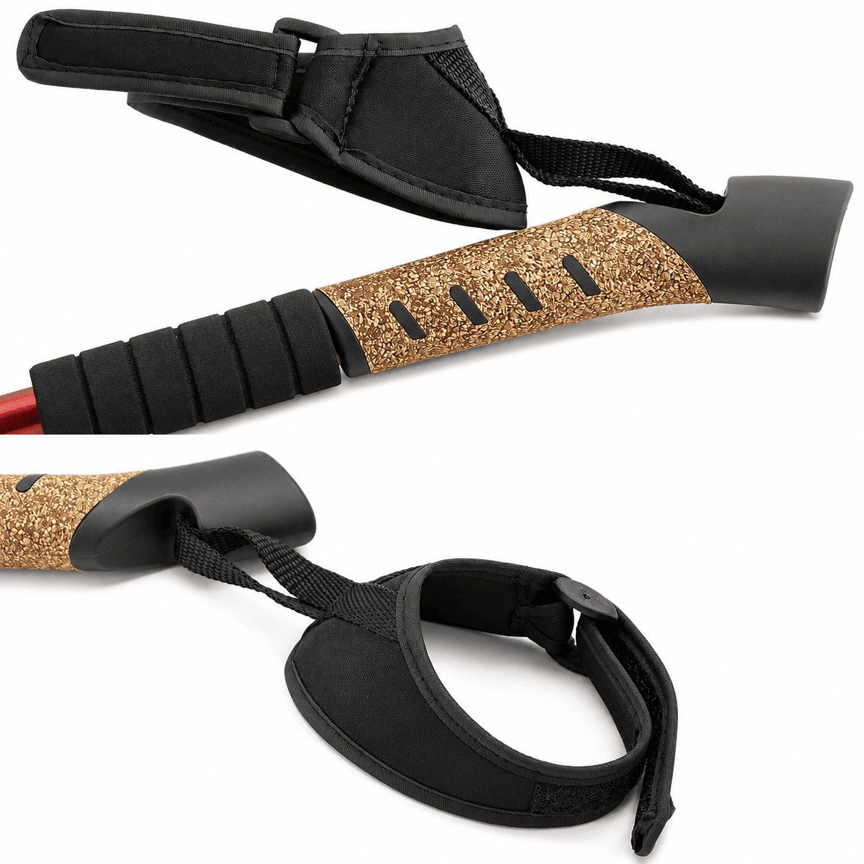 MidGard Nordic-Walking-Stöcke Teleskop Antischock Wanderstöcke aus Aluminiumlegierung mit Korkgriff (2 St), Leicht, mit ergonomischen Korkgriffe inkl. Transporttasche