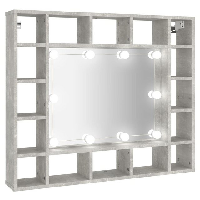 vidaXL Badezimmerspiegelschrank Spiegelschrank mit LED Betongrau 91x15x76,5 cm