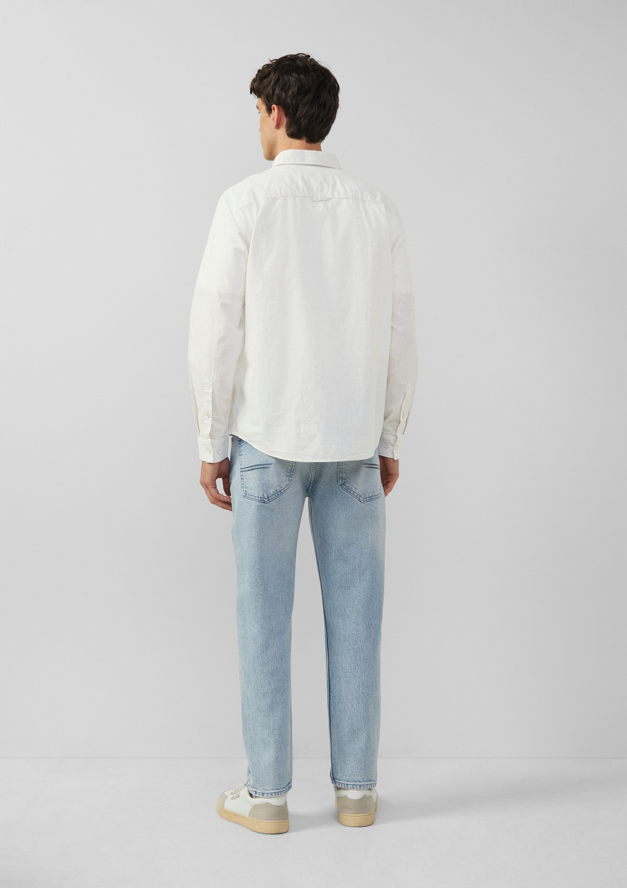 s.Oliver Langarmhemd Hemd Regular Fit: Meliertes Baumwoll-Hemd mit Button-Down-Kragen