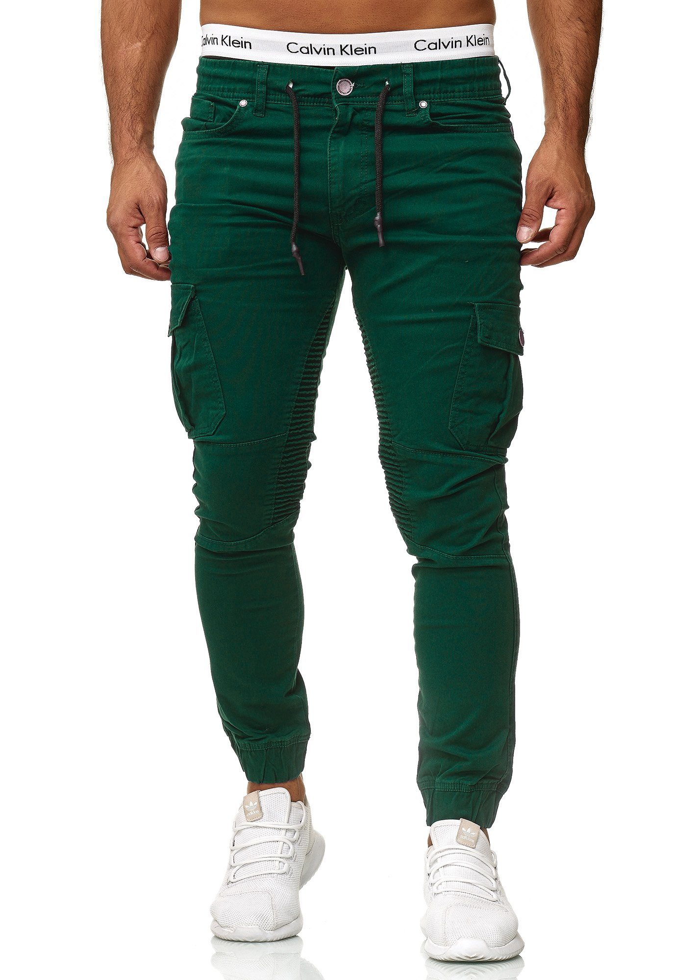 Code47 Slim-fit-Jeans Herren Chino Hose Jeans Designer Chinohose Slim Fit Männer Slim 3207C Grün