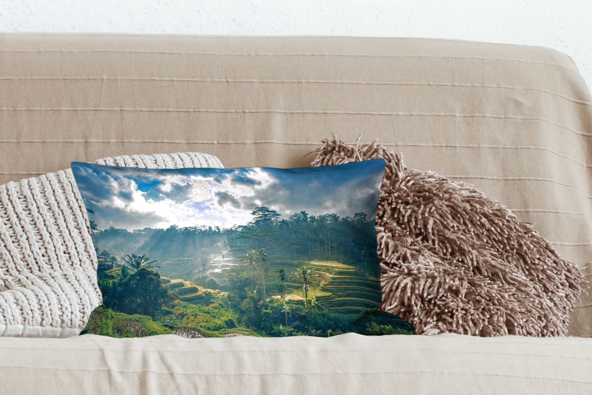 Füllung, Landschaft Indonesien, mit in Zierkissen, Schlafzimmer Dekoration, MuchoWow Wohzimmer Dekokissen Dekokissen