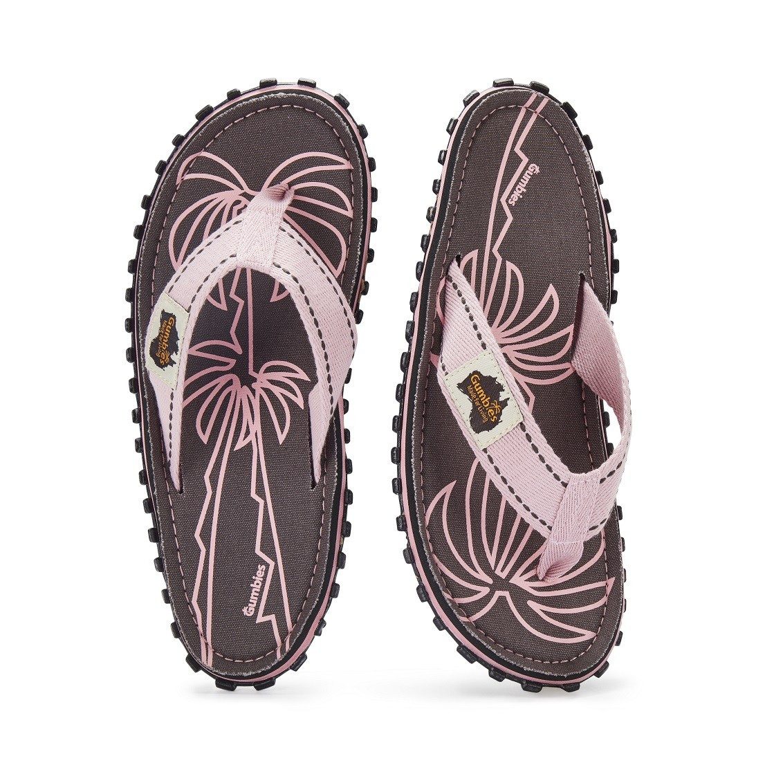 Gumbies Zehensandalen Original Flip Flops Palm Leaf Pink rosa/braun Damen Badeschuh – Bild 3 von 5