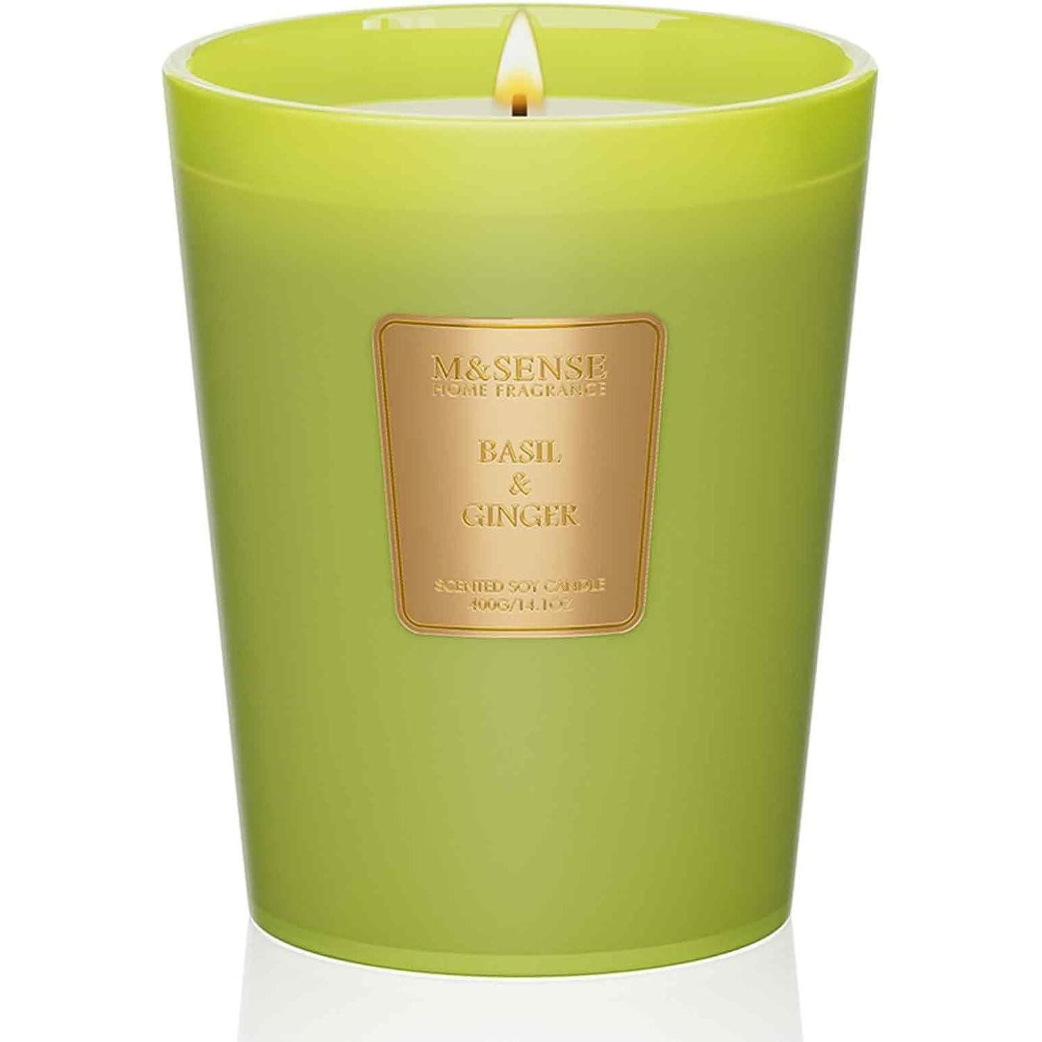 LuxusKollektion Duftkerze Duftkerze Sojawachs Basilikum Ingwer 75Std Küche 400g Basilikum-ginger
