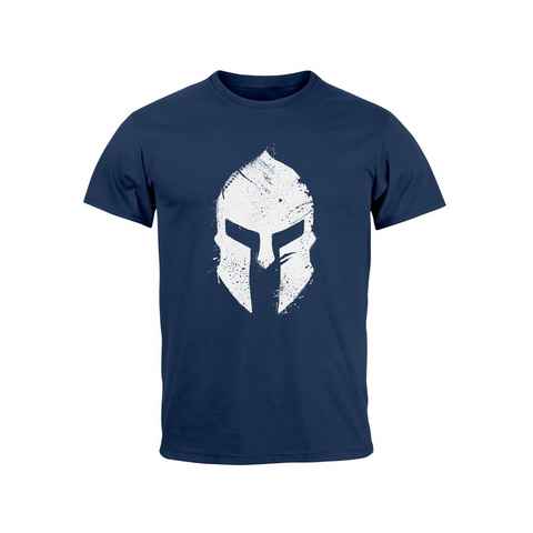Neverless Print-Shirt Herren T-Shirt Print Sparta-Helm Aufdruck Gladiator Krieger Warrior Sp mit Print