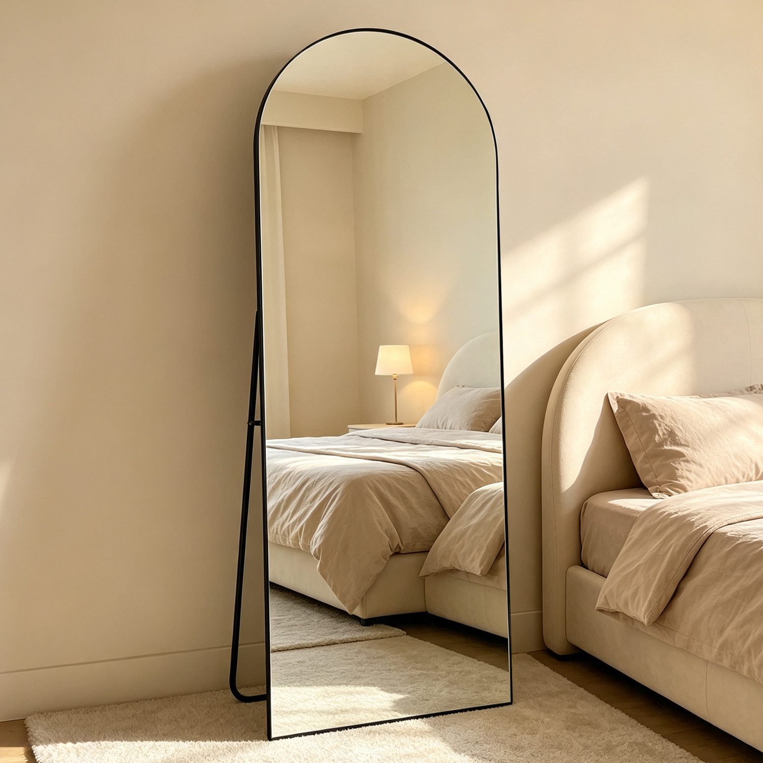 CASSILANDO Ganzkörperspiegel gewölbter Bodenspiegel, großer Boden-Spiegel,mit Alu-Rahmen,162*53cm (Packung), Ganzkörperspiegel mit Halterung, Wandspiegel,Gewölb – Bild 3 von 5