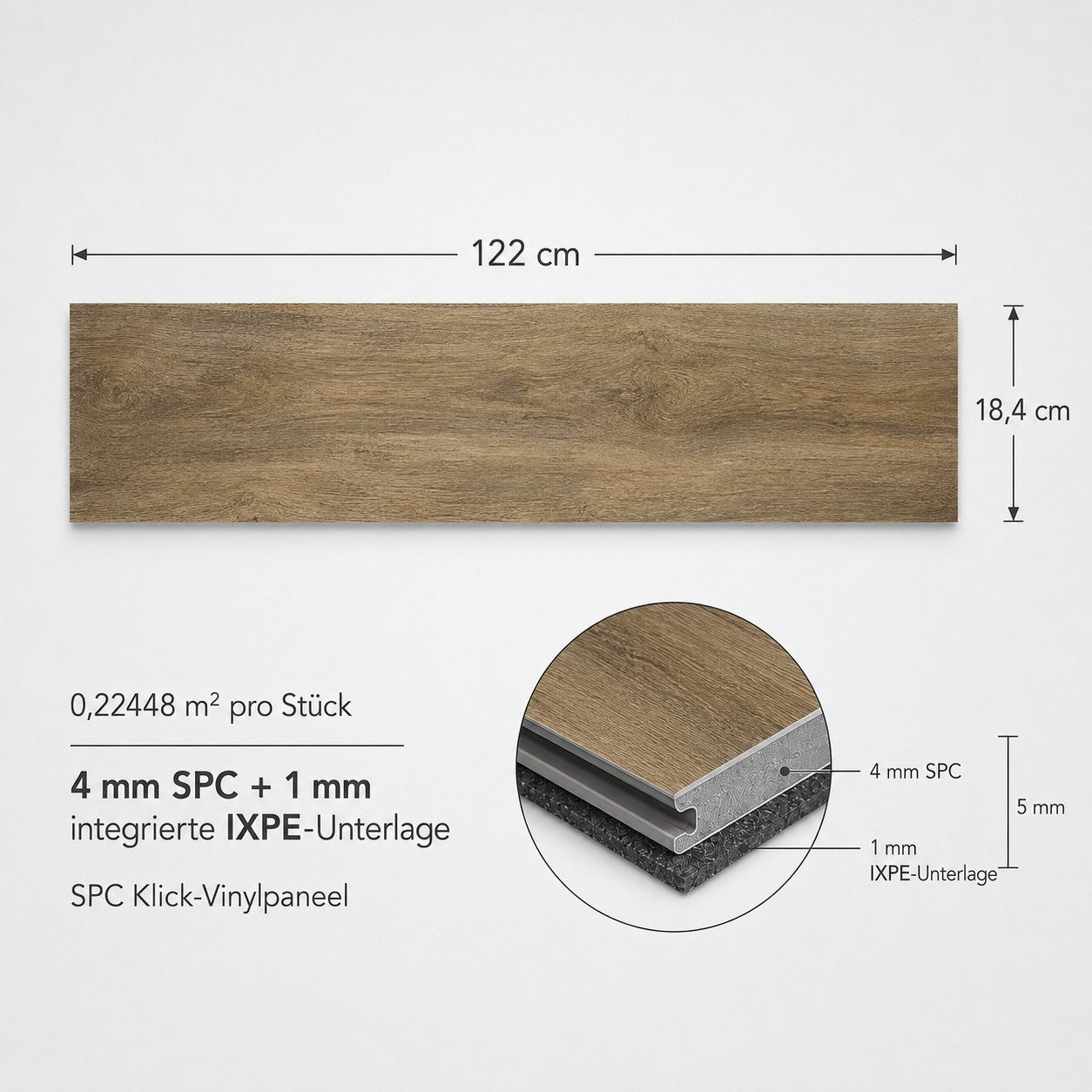 Berti Graf Designboden SPC Vinylboden 5 mm Klick wasserfest mit Trittschalldämmung, kleberfrei, pflegeleicht