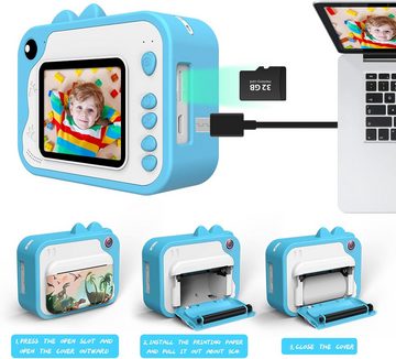 uleway Kinderkamera (12 MP, 1x opt. Zoom, inkl. mit robustem Design für kreative DIYFotos,HD-Videoaufnahme Lange Akku, Children's camera 1080P HD 2.4 inch screen camera 32GB SD card)