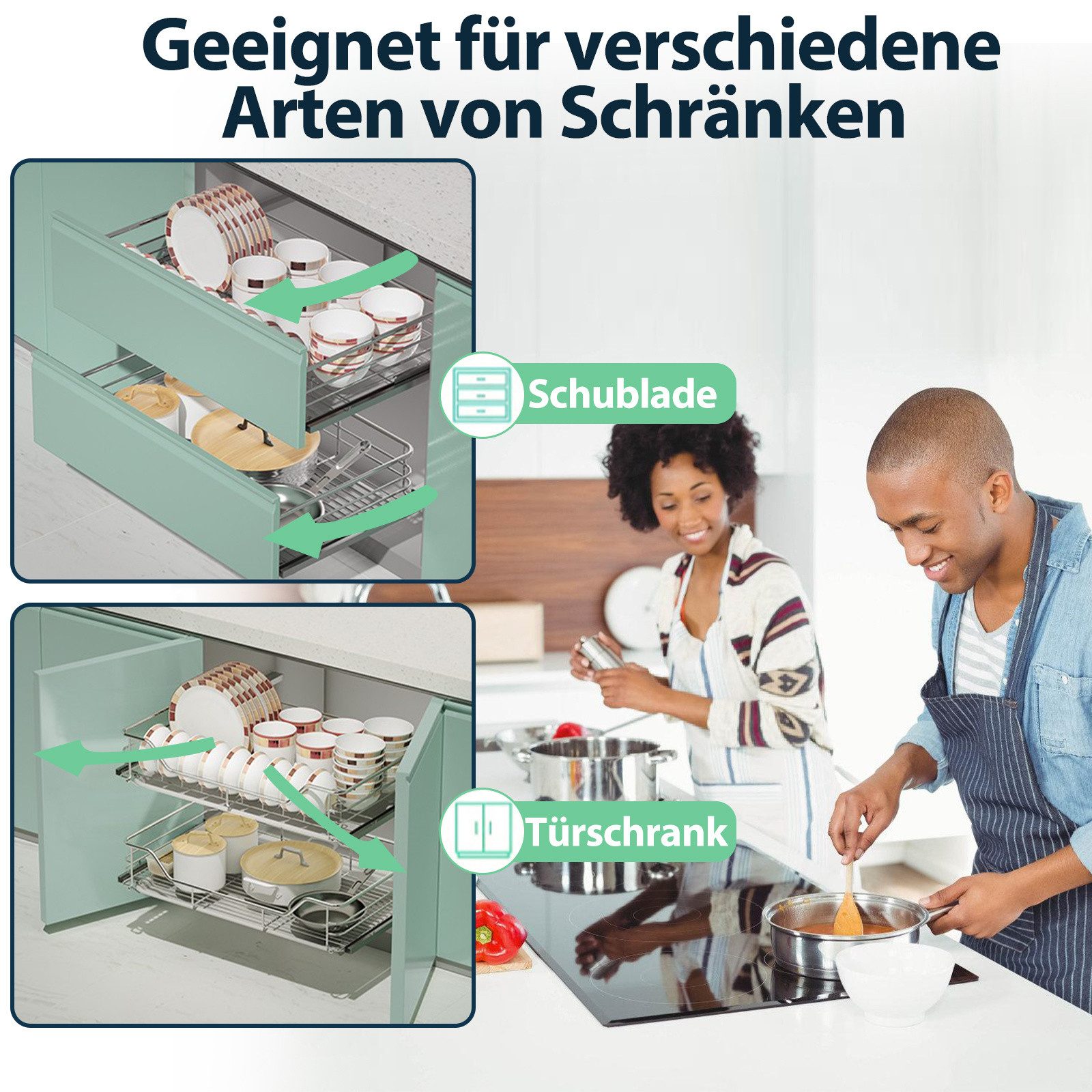 Clanmacy Schublade 2/4/6x 30-60cm Küchenschublade Schrankauszug Teleskopschublade – Bild 5 von 5