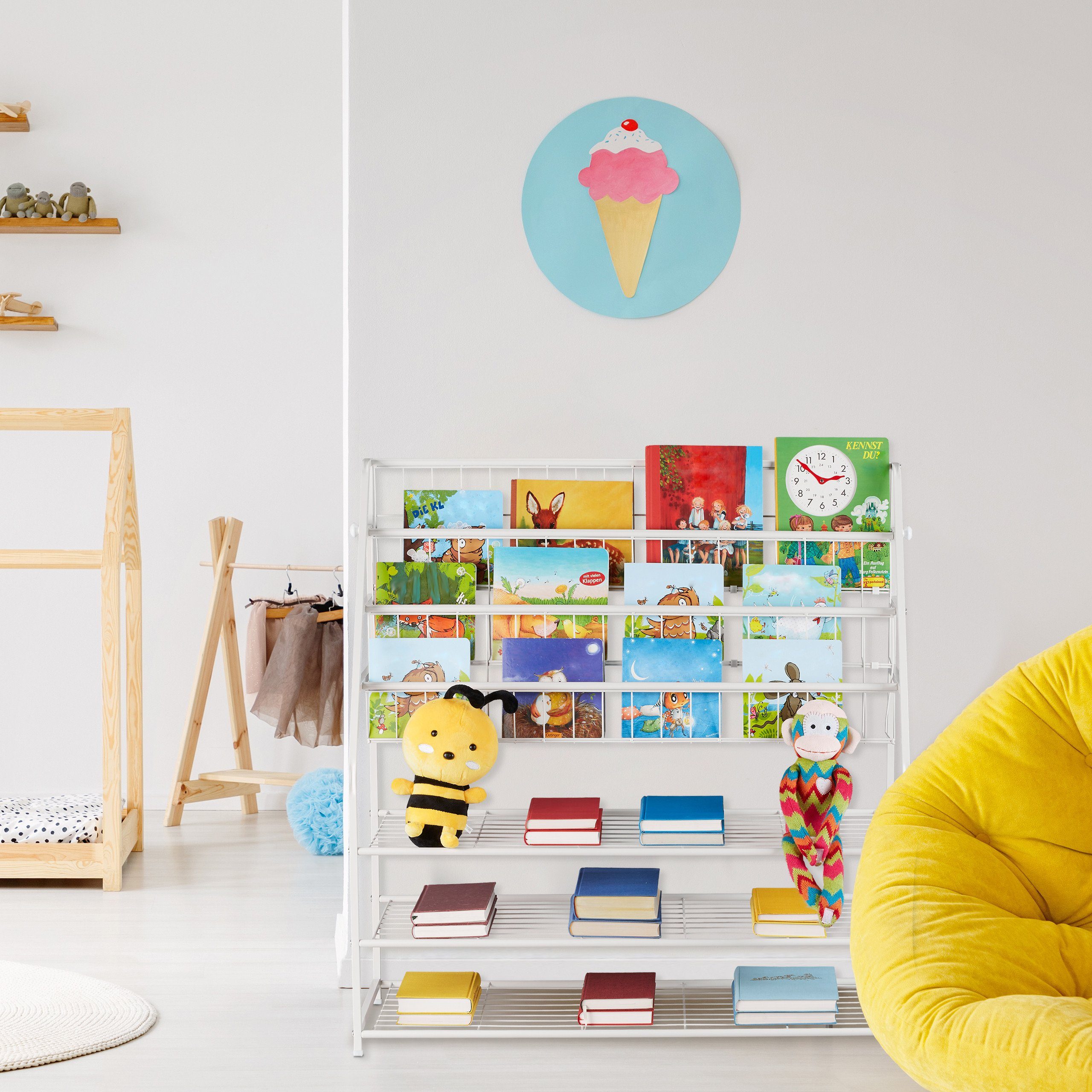 relaxdays Zeitungsständer XL Zeitschriftenregal aus Metall, weiß günstig online kaufen