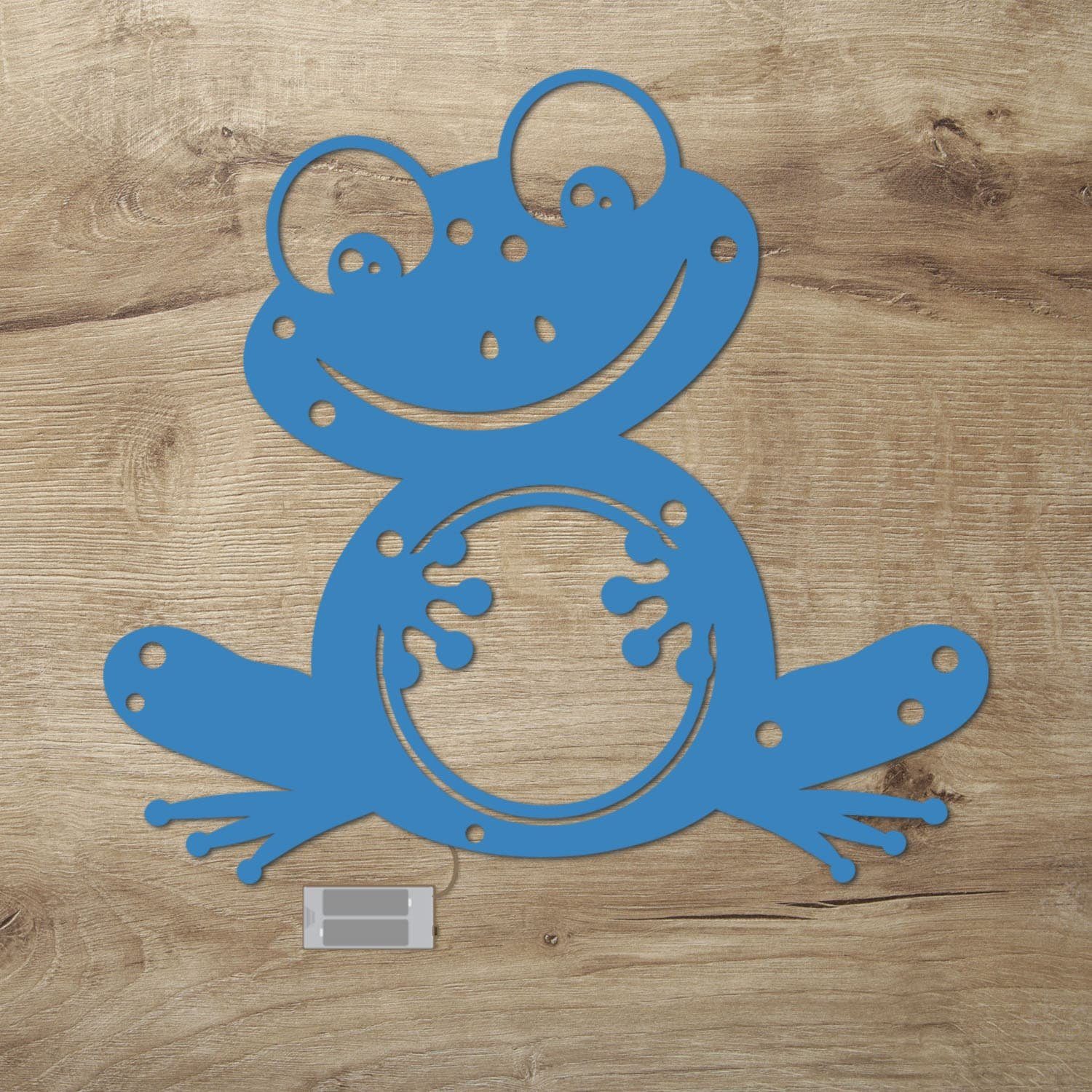 Namofactur LED Dekolicht Frosch - Schlaflicht mit Tier-Motiv für Kleinkinder - Wand Deko Lampe, Ohne Zugschalter/Stern, LED fest integriert, Warmweiß, Wanddekoobjekt Kinderzimmer Leuchte batteriebetrieben Hellblau