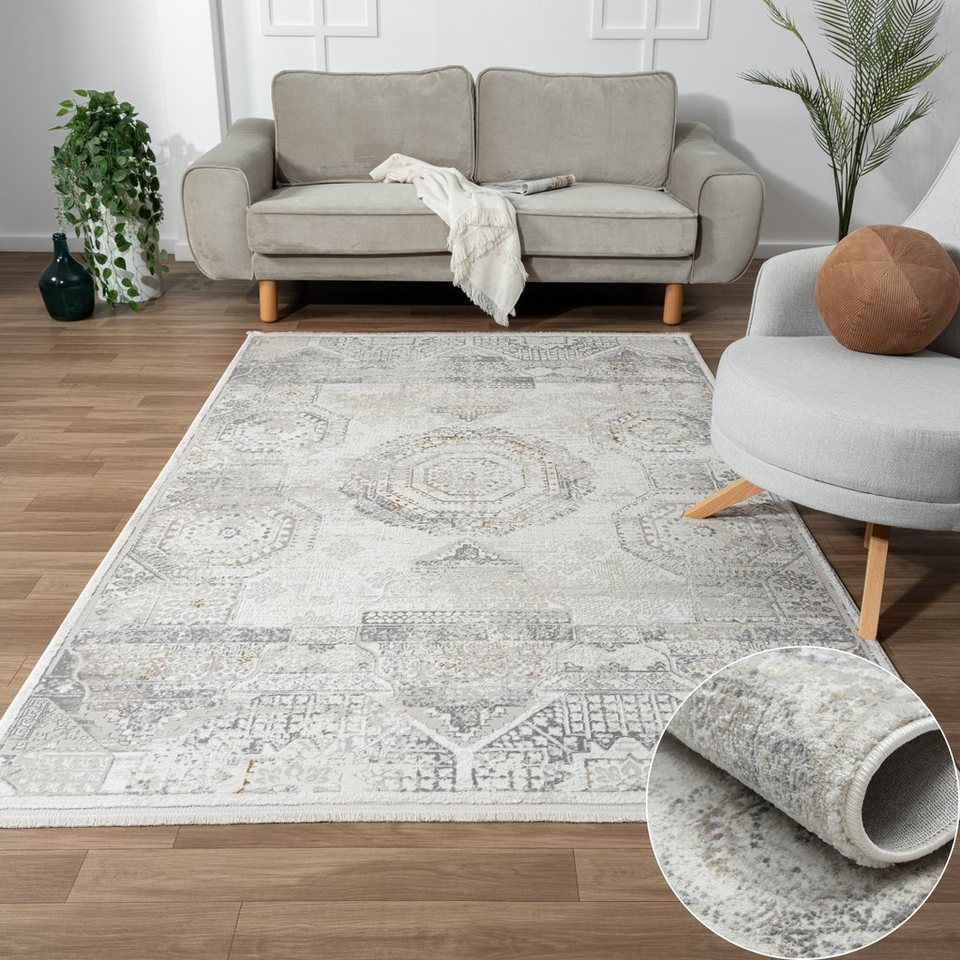 Teppich Olav, Kurzflor-Teppich, Wohnando, rechteckig, Höhe: 12 mm, weich,  gemütlich, mit schönem Muster, flachgewebt