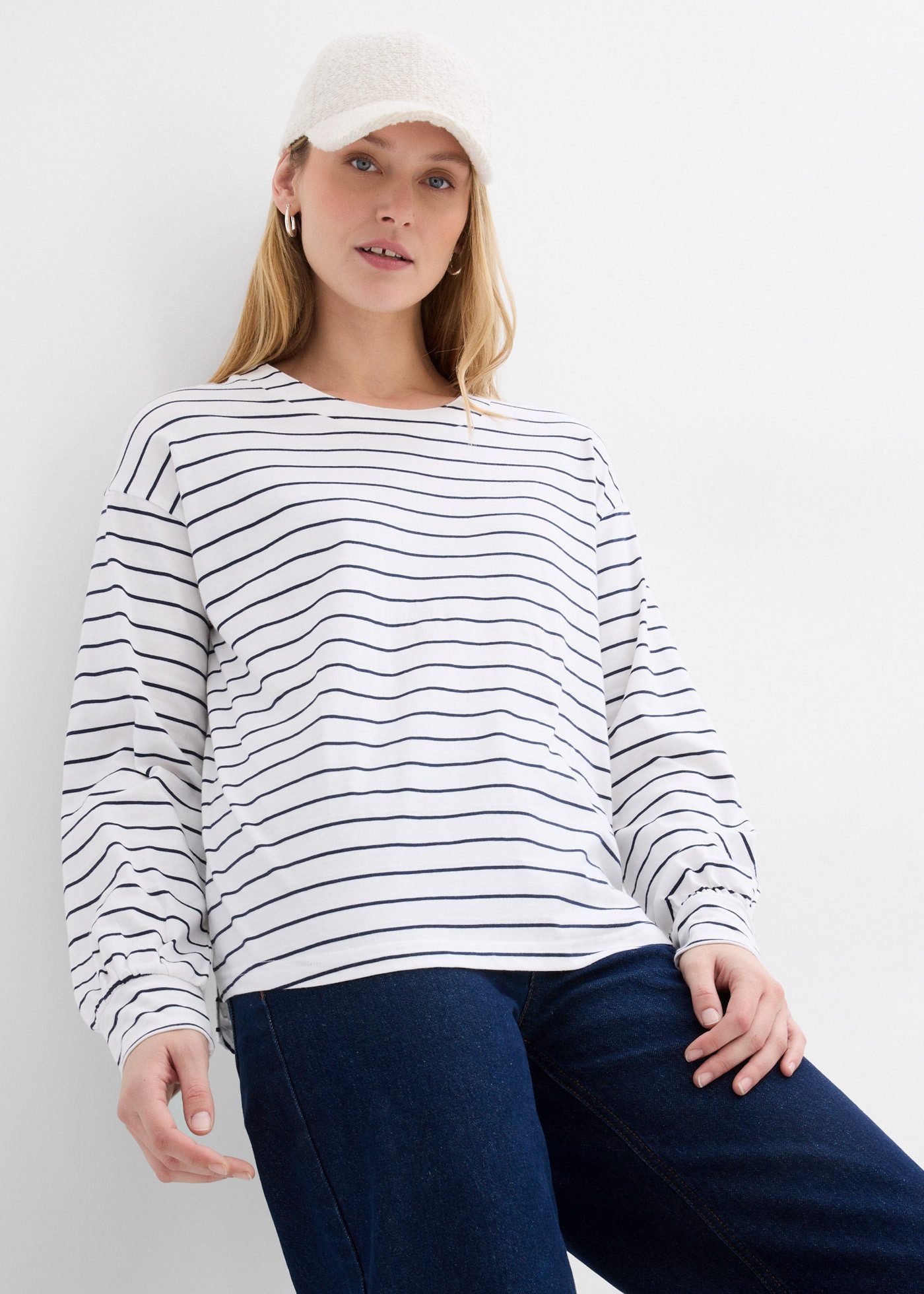 bonprix Langarmshirt (1-tlg) lockere Passform mit überschnittenen Schultern günstig online kaufen