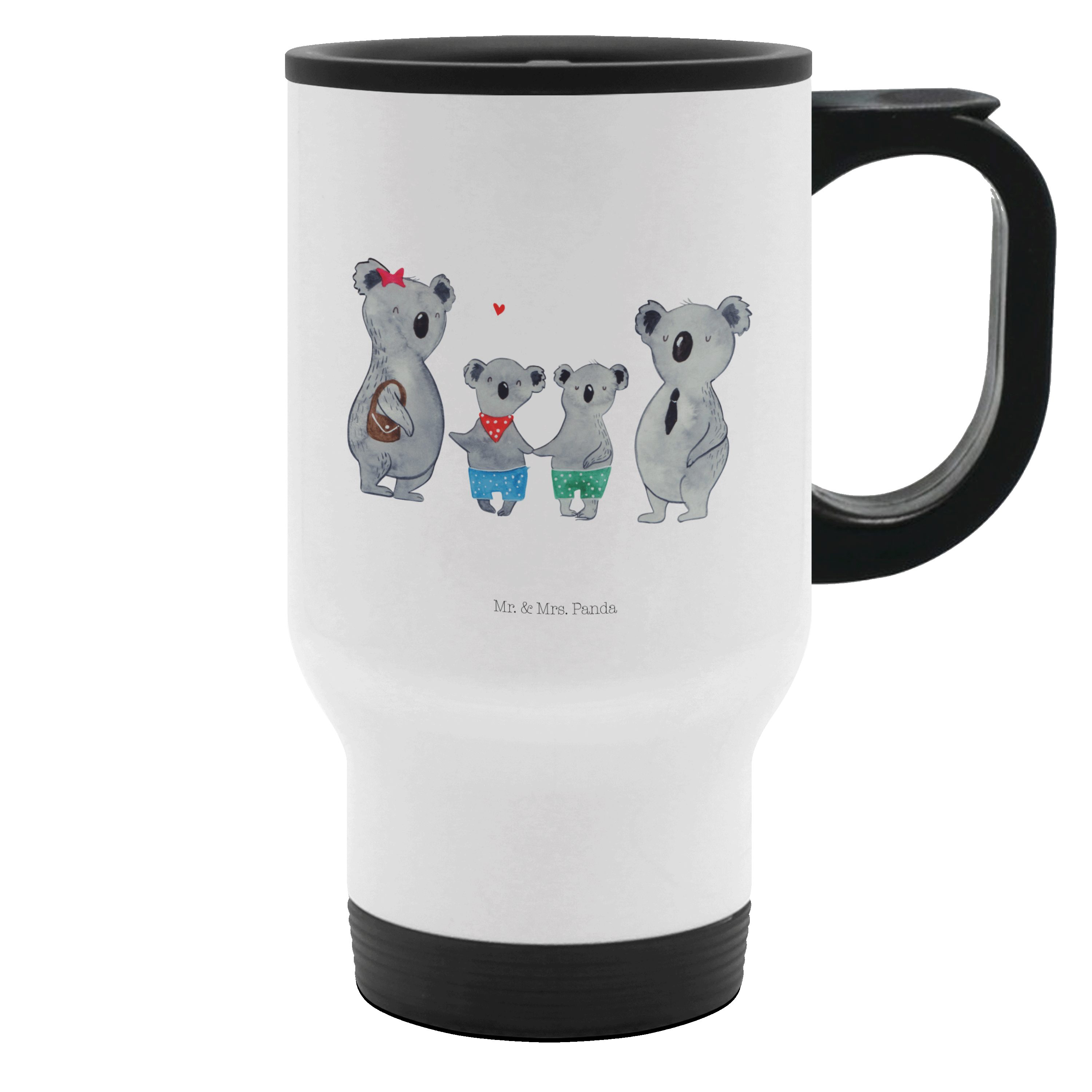 Mr. & Mrs. Panda Thermobecher Koala Familie zwei, Thermobecher, Weiß, Isolierbecher To Go, thermosb, Edelstahl, Thermobecher Mit Deckel camping thermobecher Becher Für Unterwegs