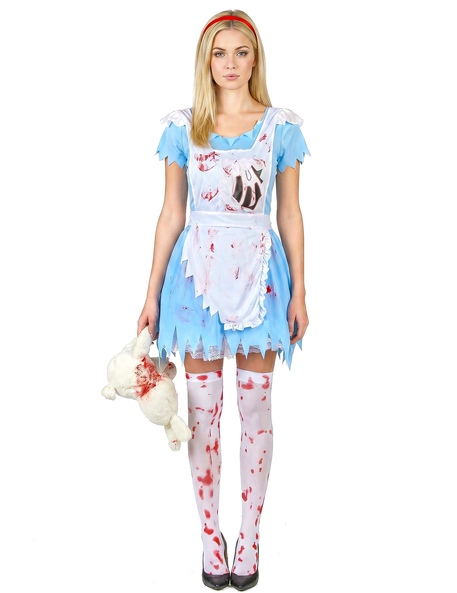 JADEO Kostüm Alice-Horrorkostüm Halloween-Damenkostüm blau-weiss