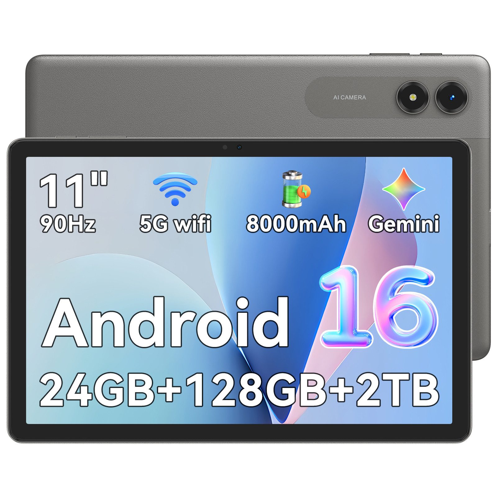 VekfulPC 11" Tab50 tablet mit hülle Android 16 128 GB 8000 mAh Akku Tablet (11", 128 GB, Android 16, Gemini Al Magic, 8000 mAh, 5G WiFi, 90Hz)