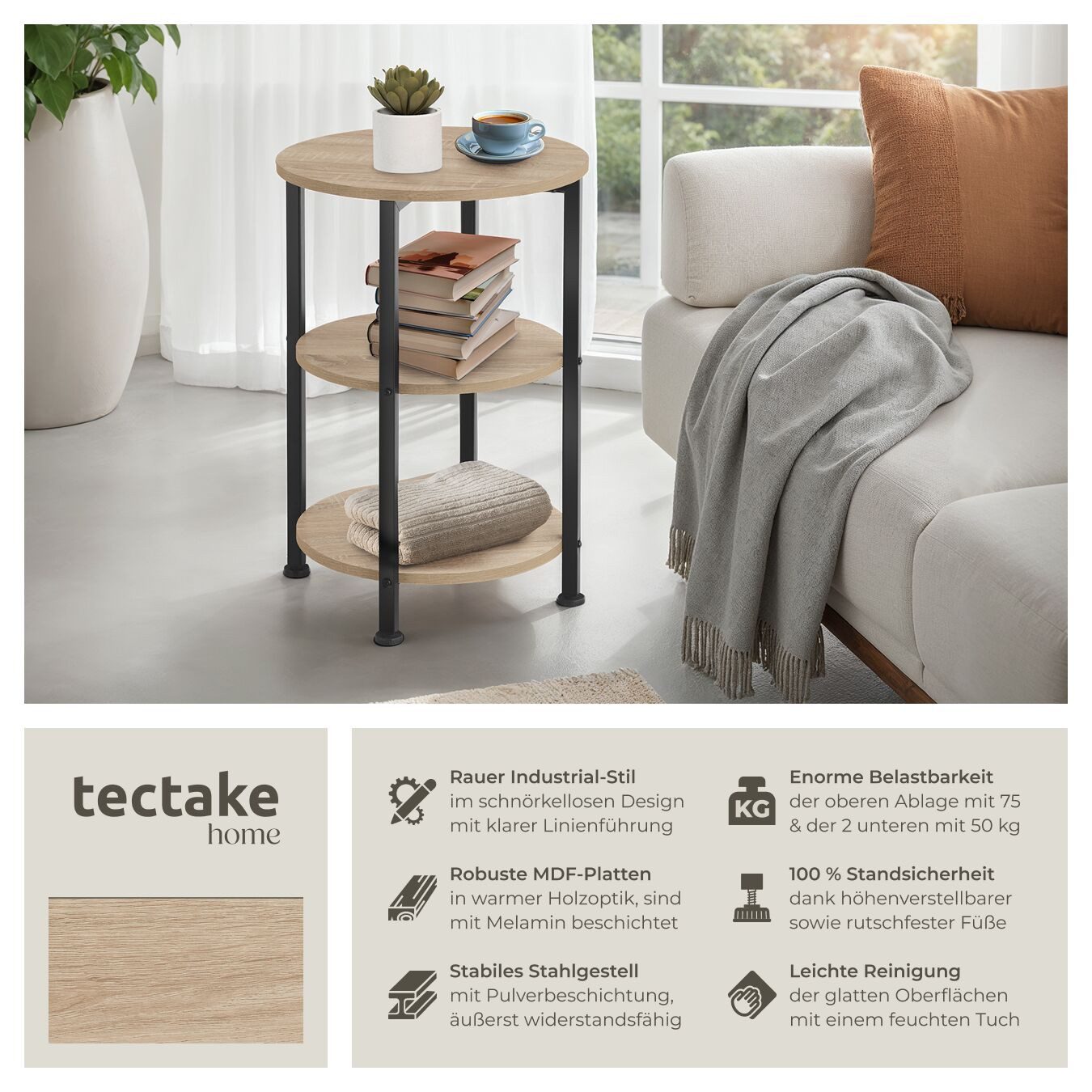 tectake Beistelltisch Colchester (1-St., Beistelltisch, Montagematerial, günstig online kaufen