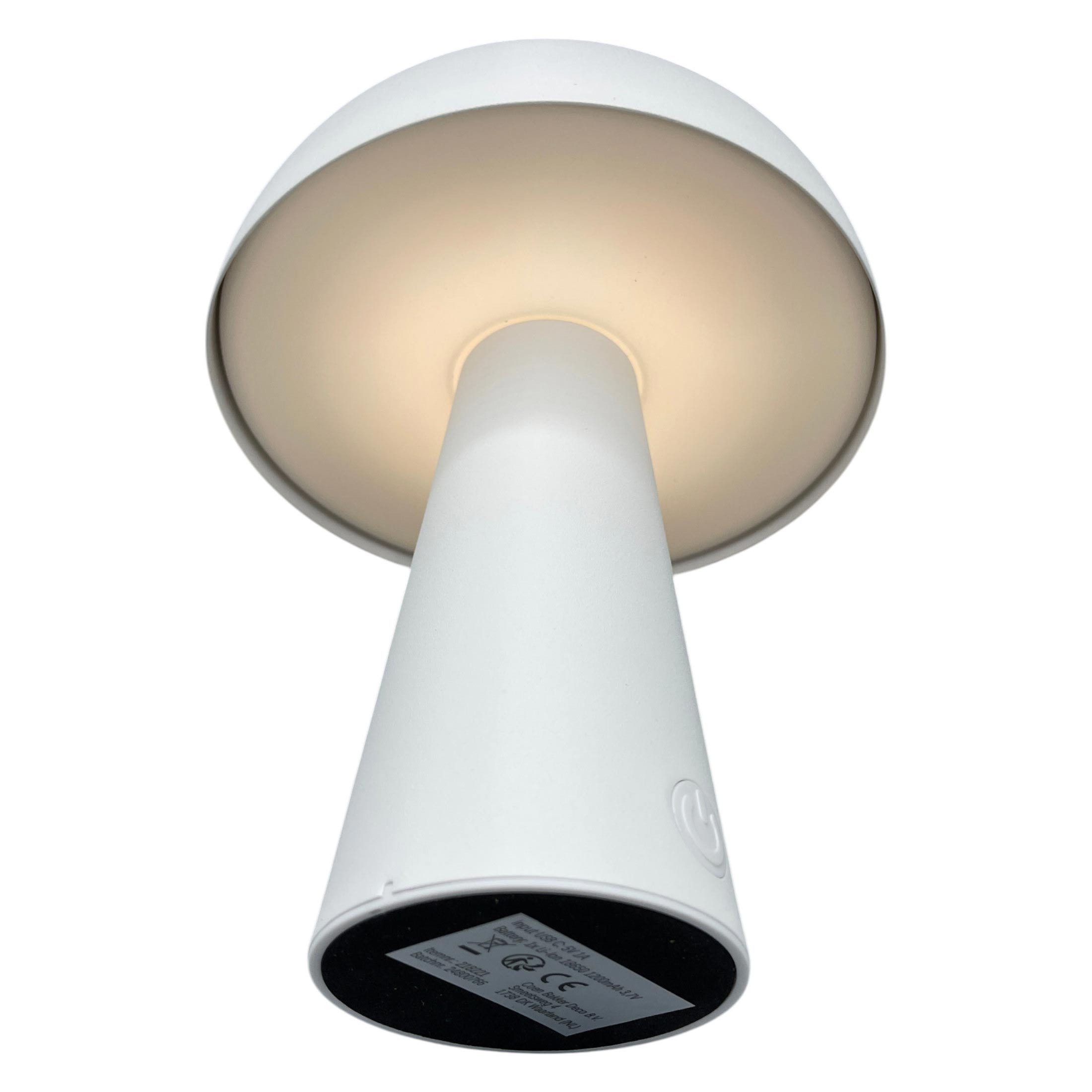 Coen Bakker Deco BV LED Außen-Tischleuchte, Dimmfunktion, LED, warmweiß, kaltweiß, neutralweiß, USB touch dimmbar weiß matt 3 Lichtfarben 15x21cm