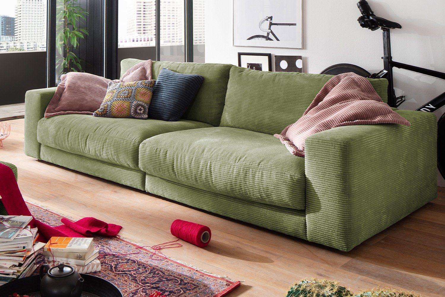 KAWOLA Sofa MADELINE, Cord 2Sitzer od. 3Sitzer versch. Farben