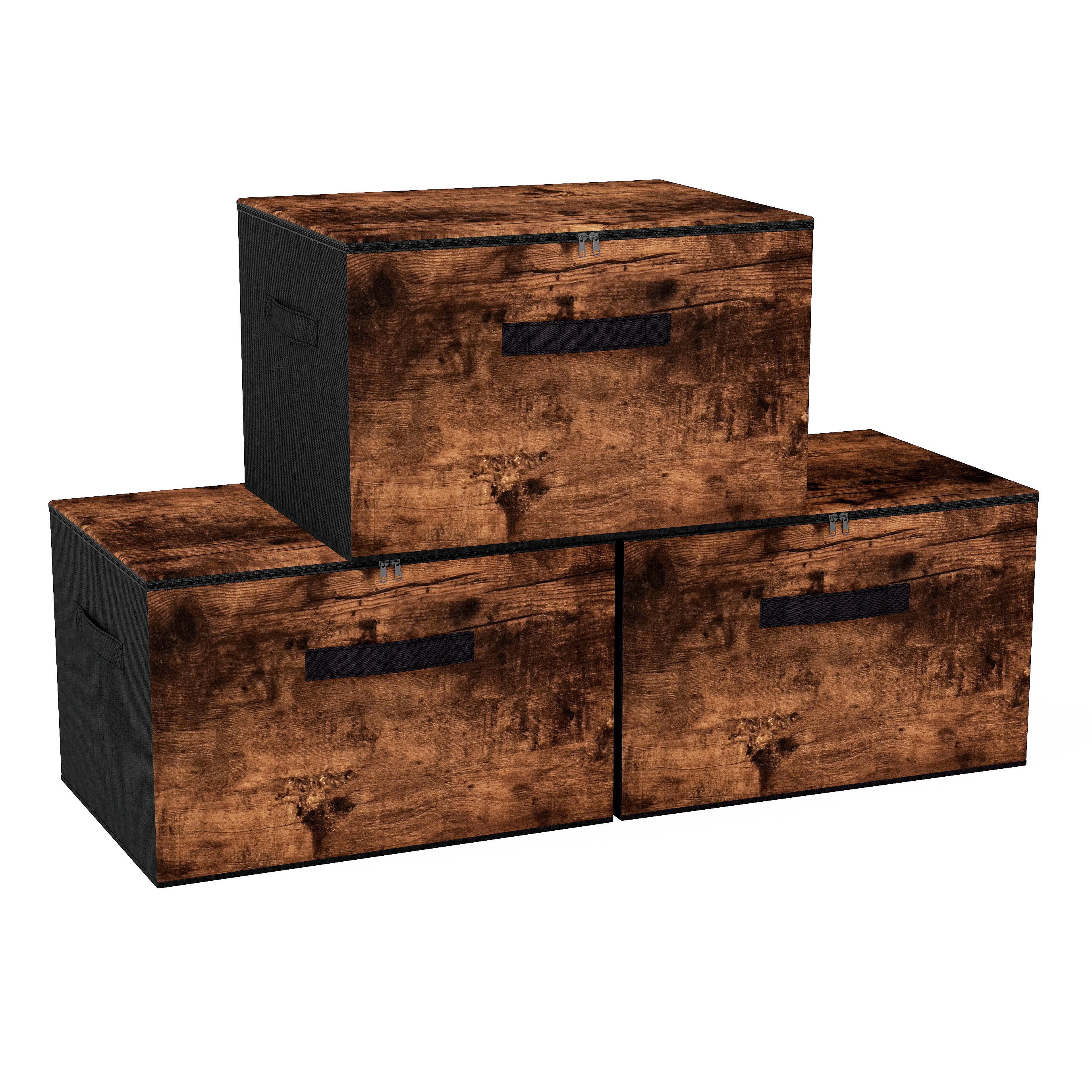 Sekey Aufbewahrungsbox Aufbewahrungsbox mit Deckel aus Vliesstoff Faltbare Stoffboxen, Faltbox Organizer für Kleidung Aufbewahrungsboxen für Schrank Regal