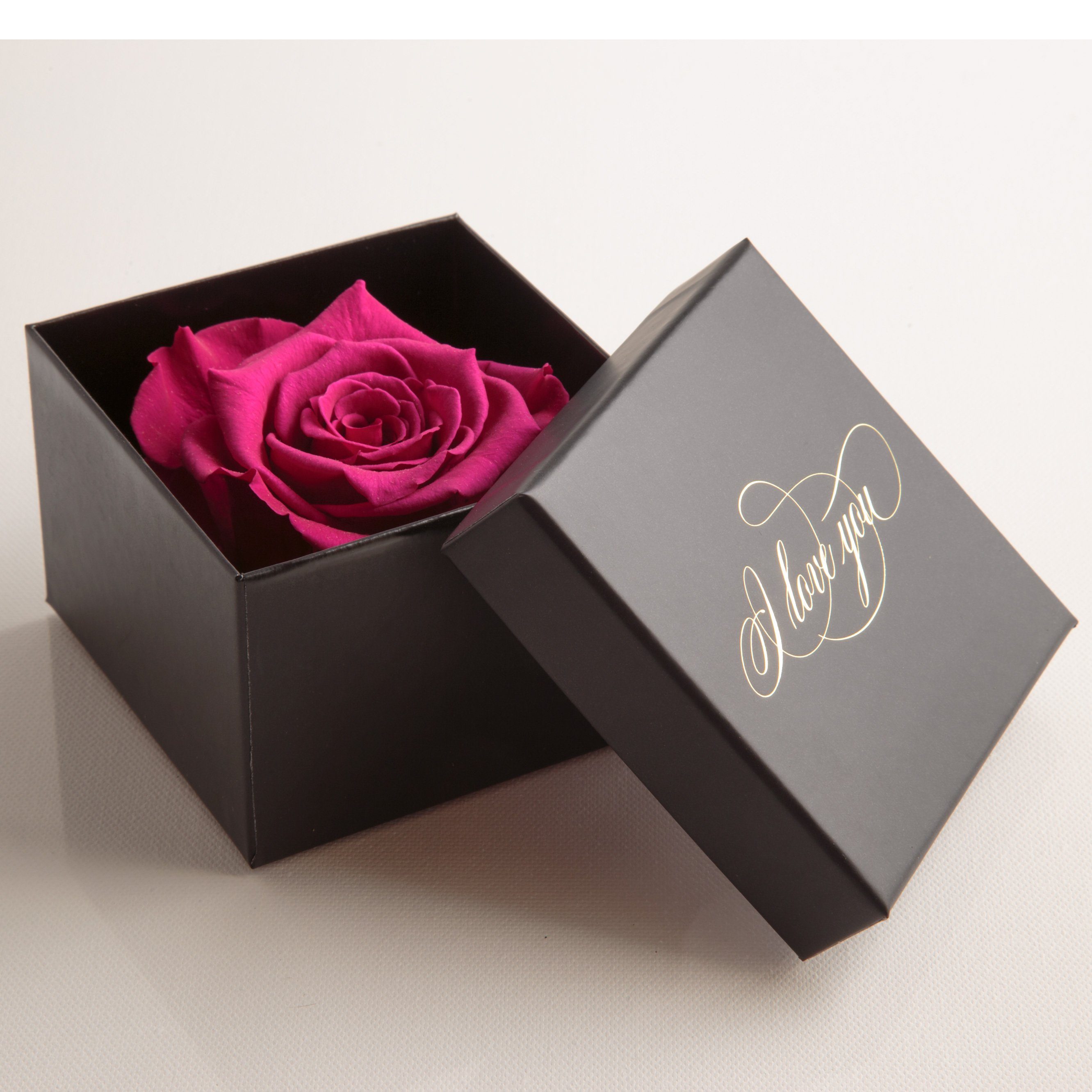 Kunstblume Infinity Rose Box I Love You Geschenk Idee Liebesbeweis Rose, ROSEMARIE SCHULZ Heidelberg, Höhe 6 cm, Echte Rose konserviert, Made in Germany