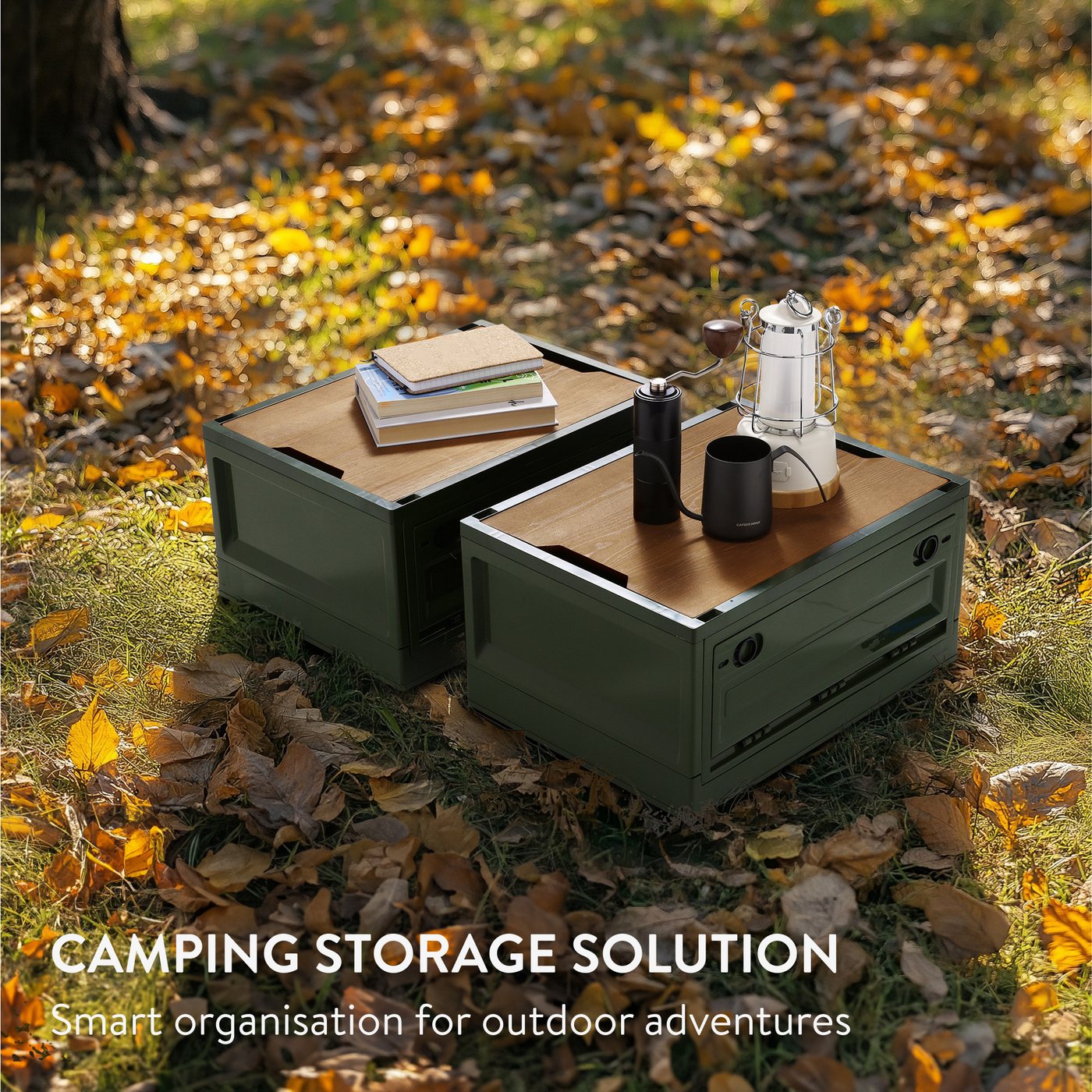 Thumbnail - Navaris Aufbewahrungsbox Outdoor Box - Campingbox für Auto - Kofferraum Box mit Rädern - 35L (1 St), Faltbare Camping Au...