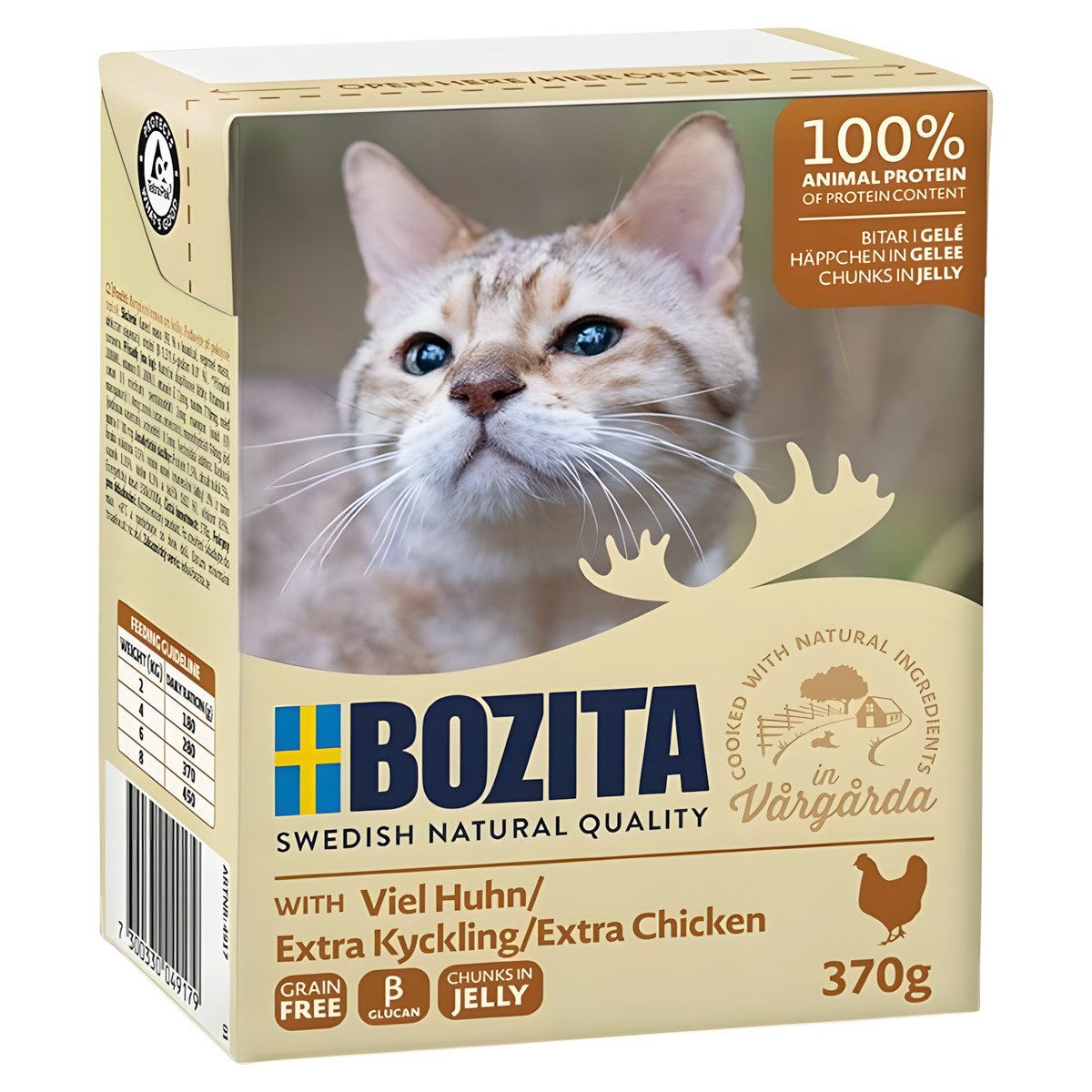 Bozita Häppchen in Gelee mit viel Huhn 370 g - 6 Stück, Nassfutter für: Katze