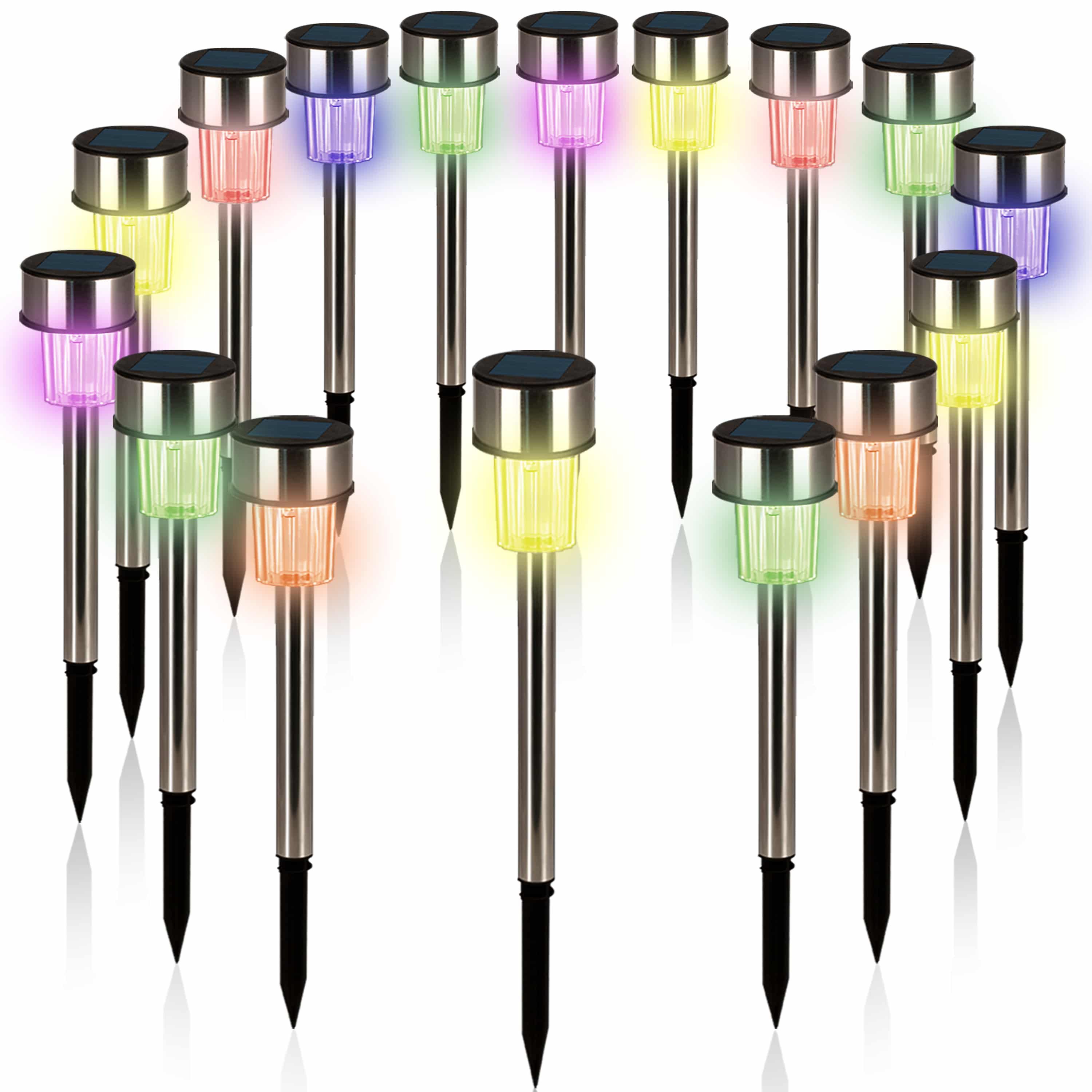 monzana LED Solarleuchte, Solarlampe, Solarlampe Außen Garten LED Farbwechsel IP44 Edelstahl 16er Set