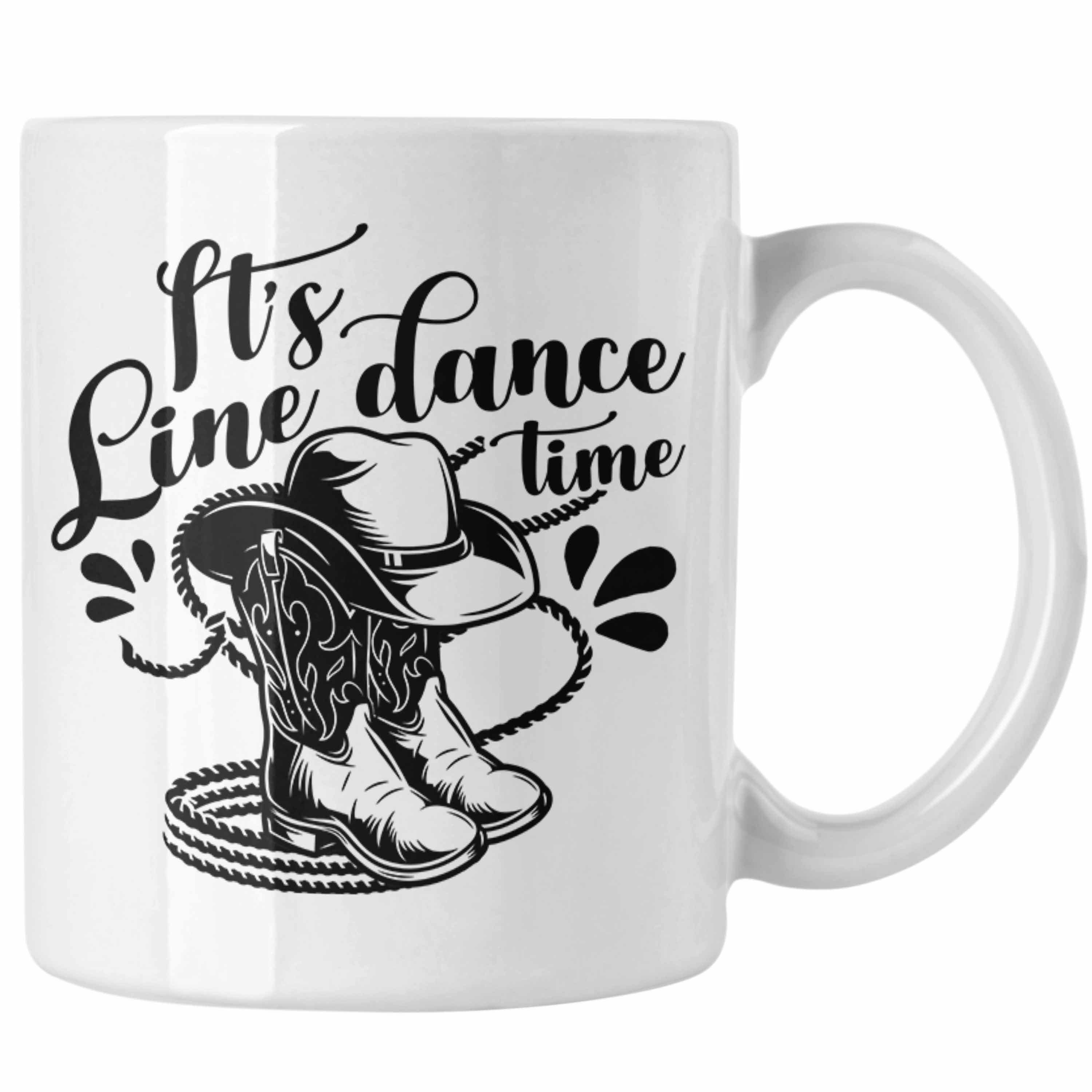 Trendation Tasse Lustige Tasse "It's Line Dance Time" Geschenk Line Dance Fans Weiss