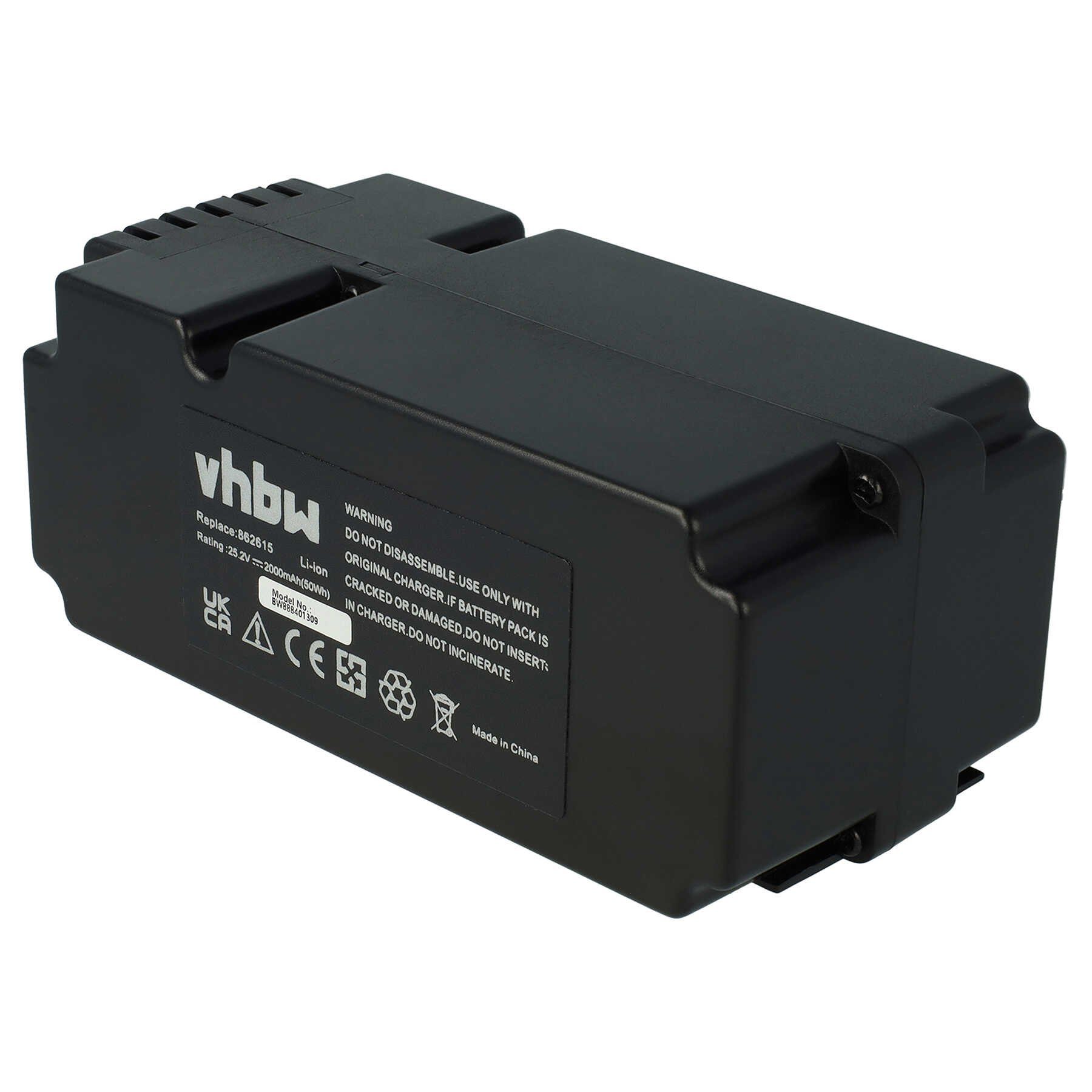 vhbw Akku passend für Mr.Gardener MR 600, MR 400, MR 1200, MR 1000 Akku Akku Li-Ion 2000 mAh (25,2 V, 1 St), Leistungsfähiger Austausch-Akku für Rasenmäher, Wiederaufladbar