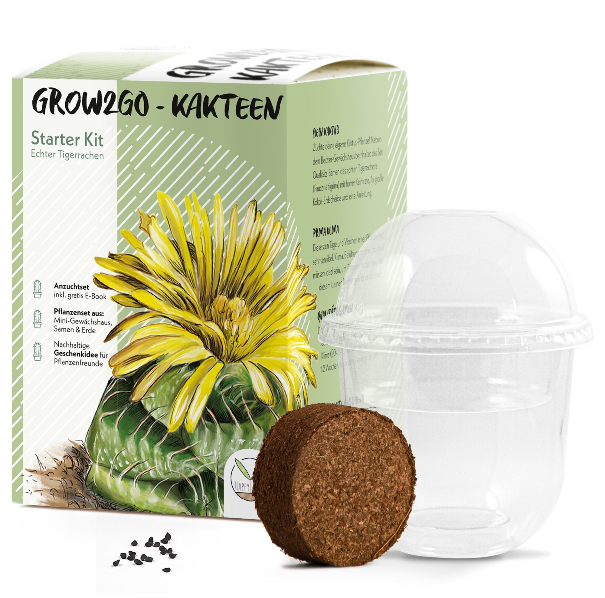 Blumensamen Kakteen Starter Kit - Gewächshaus, Kaktus Samen (Echt. Tigerrachen)