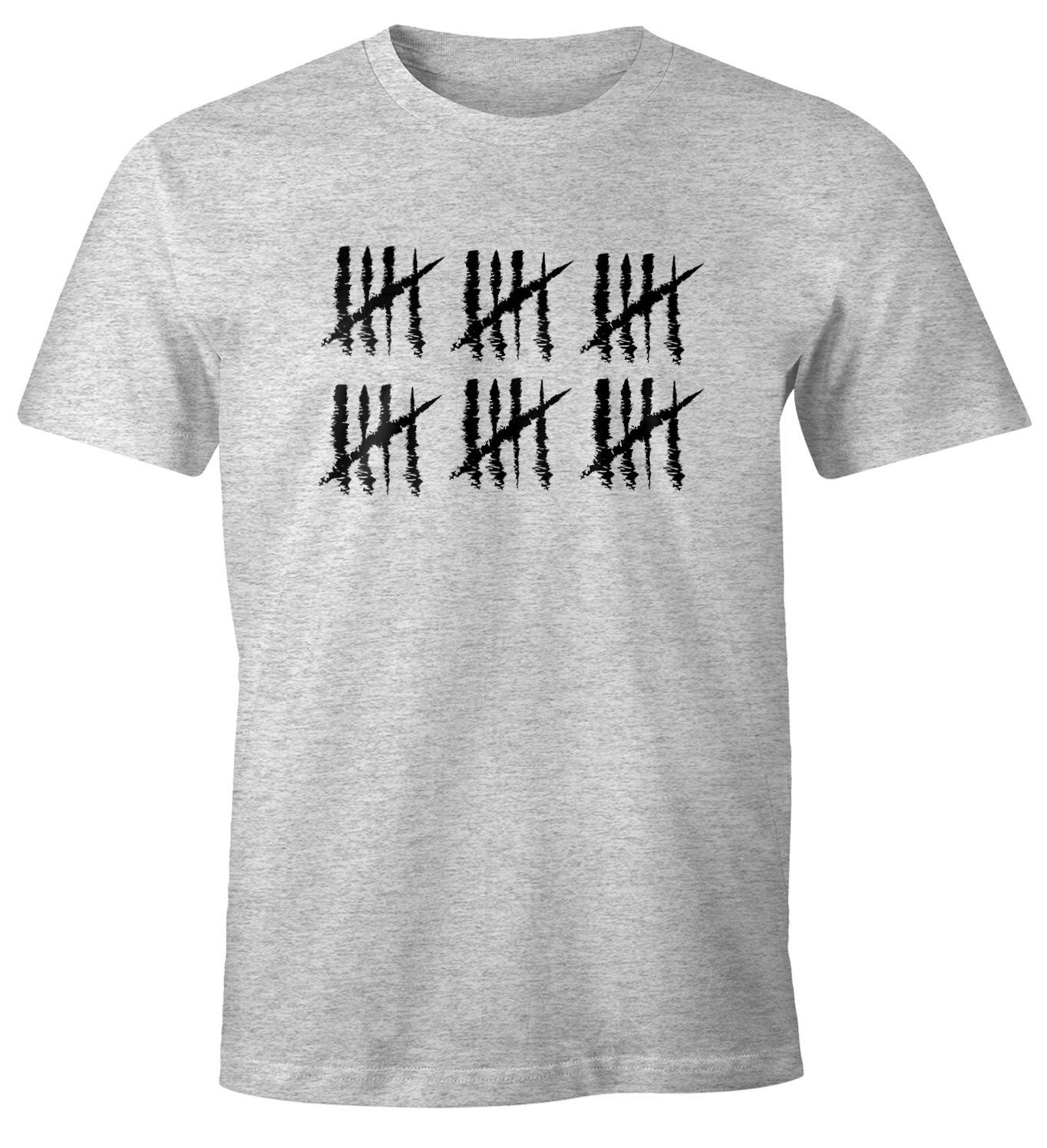 MoonWorks Print-Shirt Herren T-Shirt [object Object] Geburtstag Strichliste Striche Jubiläum Jahrgang Geschenk Alter Fun-Shirt Moonworks® mit Print 30 grau