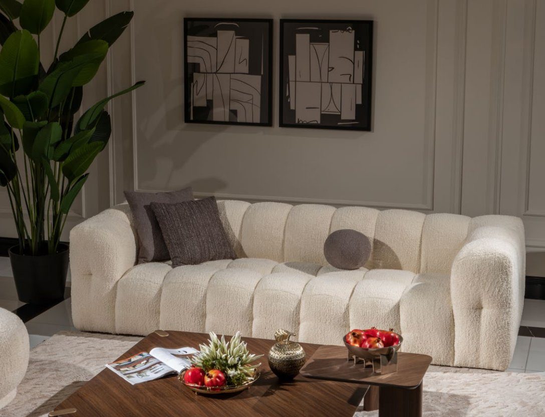 JVmoebel 3-Sitzer Luxus Dreisitzer Sofa 3 Sitzer Polstersofa Design Weiß, 1 Teile, Made in Europa