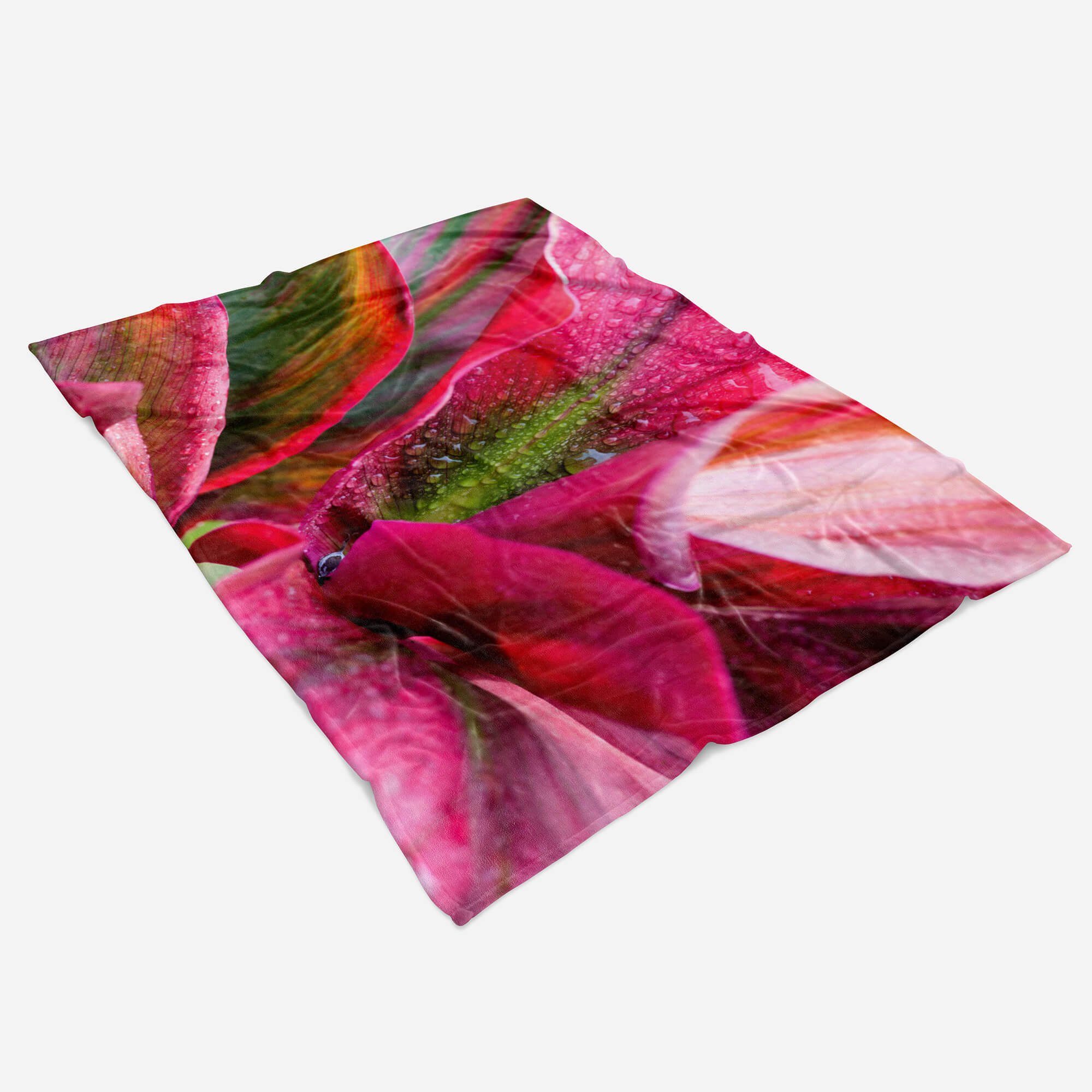 Kuscheldecke (1-St), Handtuch Saunatuch Baumwolle-Polyester-Mix Sinus Art Handtuch Strandhandtuch mit exotische Fotomotiv Blume Handtücher Bl,