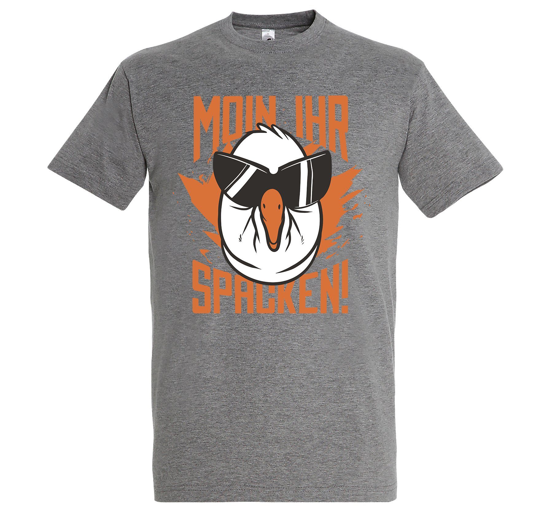 Youth Designz Print-Shirt Herren T-Shirt Moin Ihr Spacken mit lustigem Spruch Aufdruck Grau