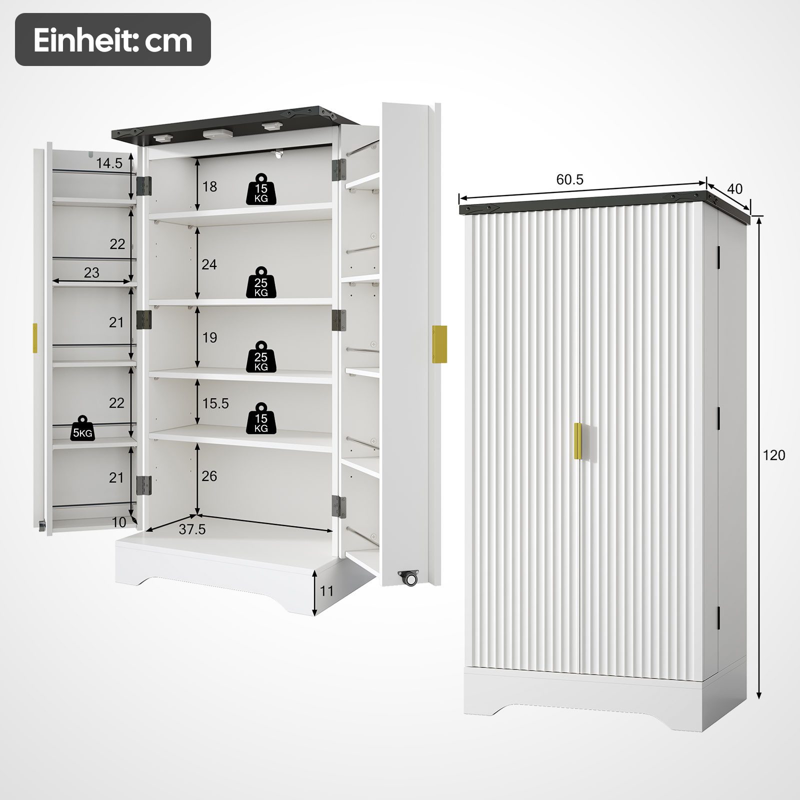 Yorbay Mehrzweckschrank mit LED-Beleuchtung & verstellbaren Regalen (120x60 günstig online kaufen